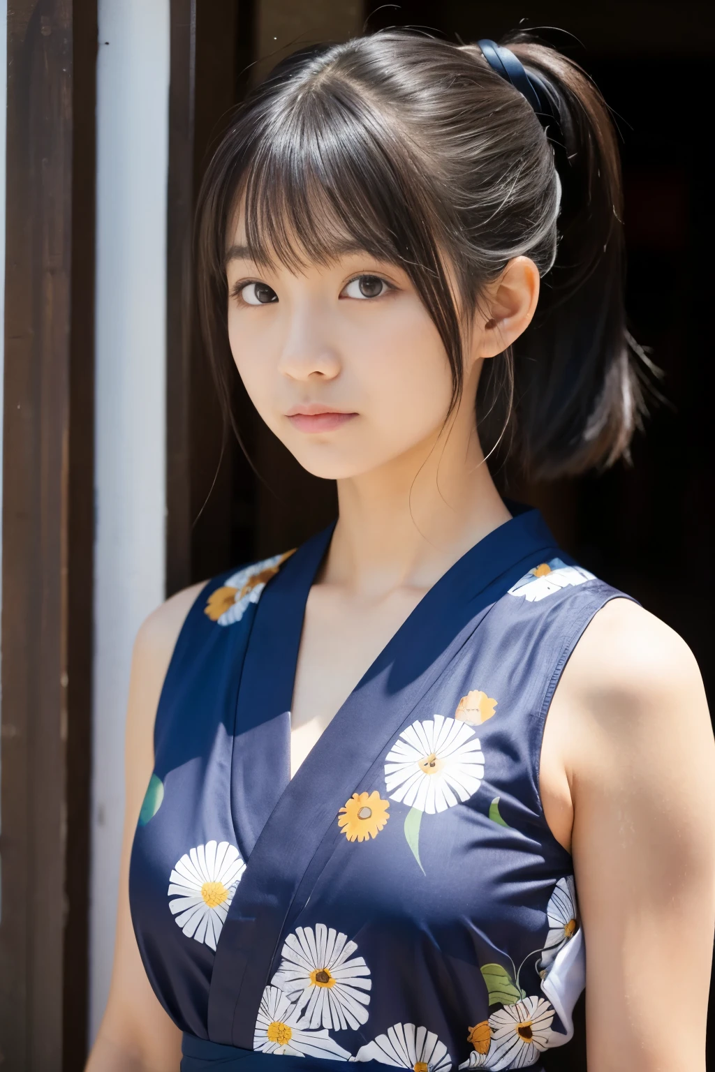 A girl,18 year old,sleeveless,yukata,Kunoichi