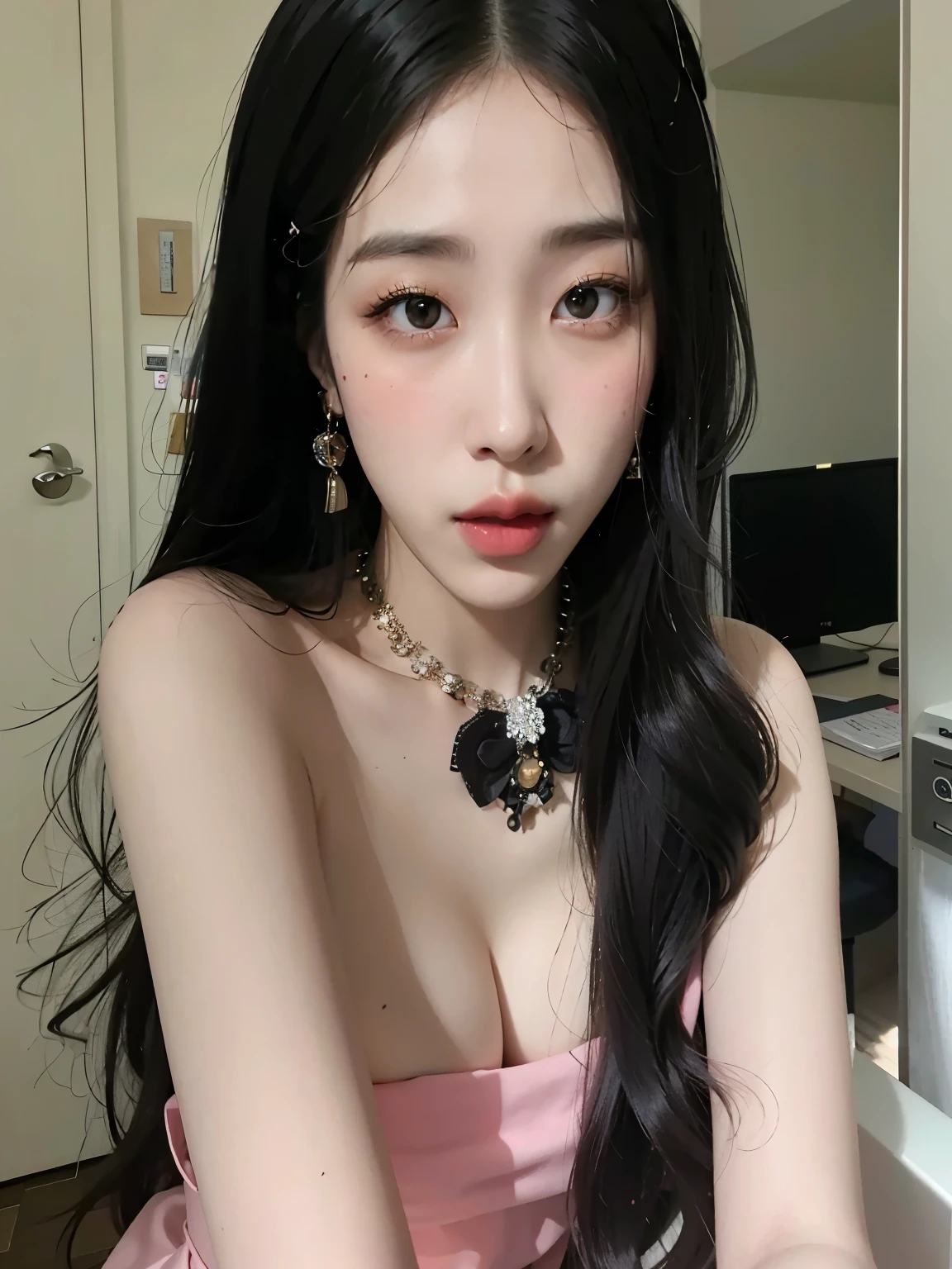 Asian woman with long black hair in a pink dress, ulzzang, Hermosa joven coreana, Chica coreana, Hermosa mujer surcoreana, Hermosa modelo china, Hermosa joven coreana, Jaeyeon Nam, Wenfei Ye, Chengyou Liu, Hermosa Delphine, Yanjun Chengt, Diosa japonesa, Xision Wu, Joven y adorable rostro coreano