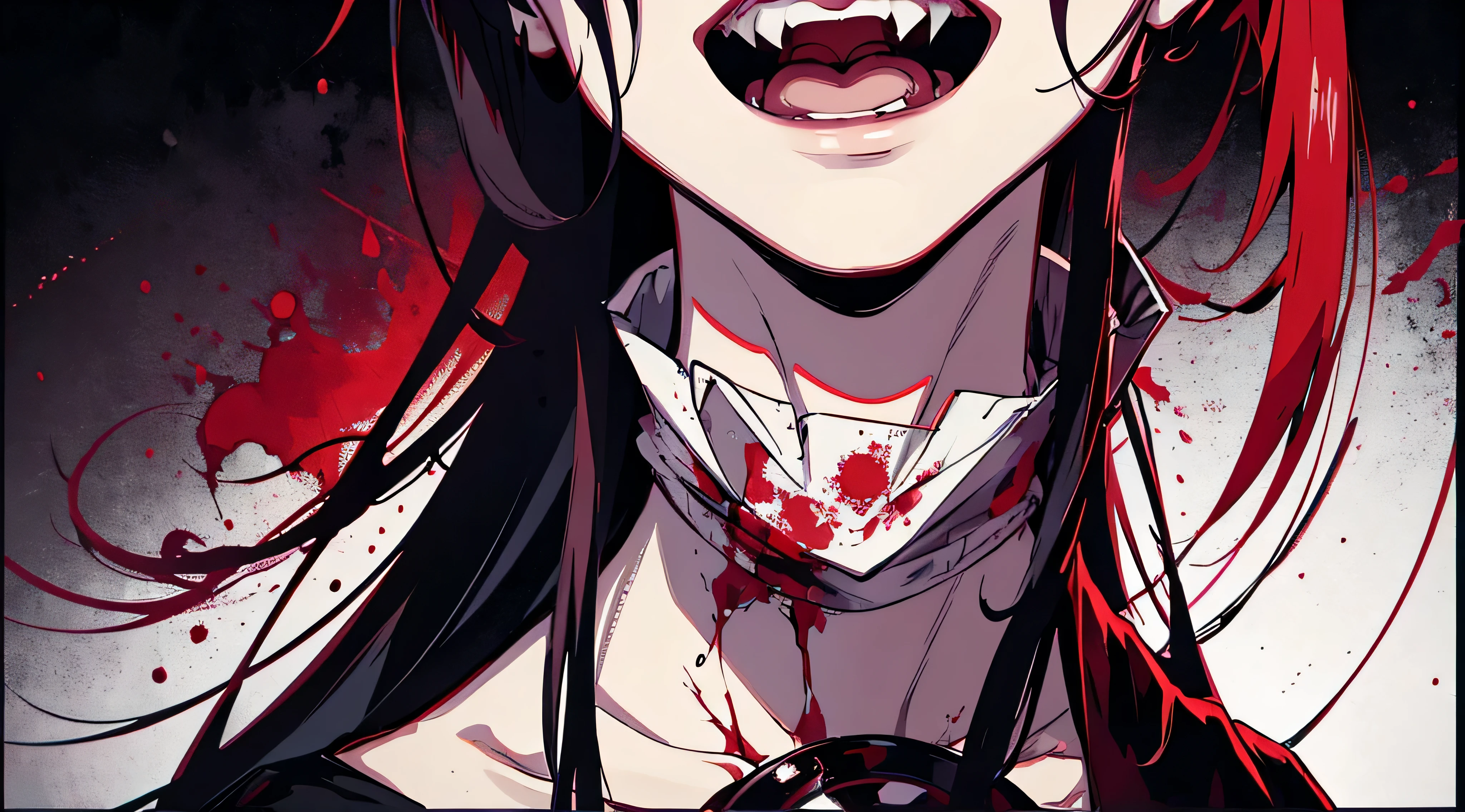 Suicidal Rage Killer Killer Psychopath Horror Girl Evil Smile Face Blood Guro Wide Mouth Anime