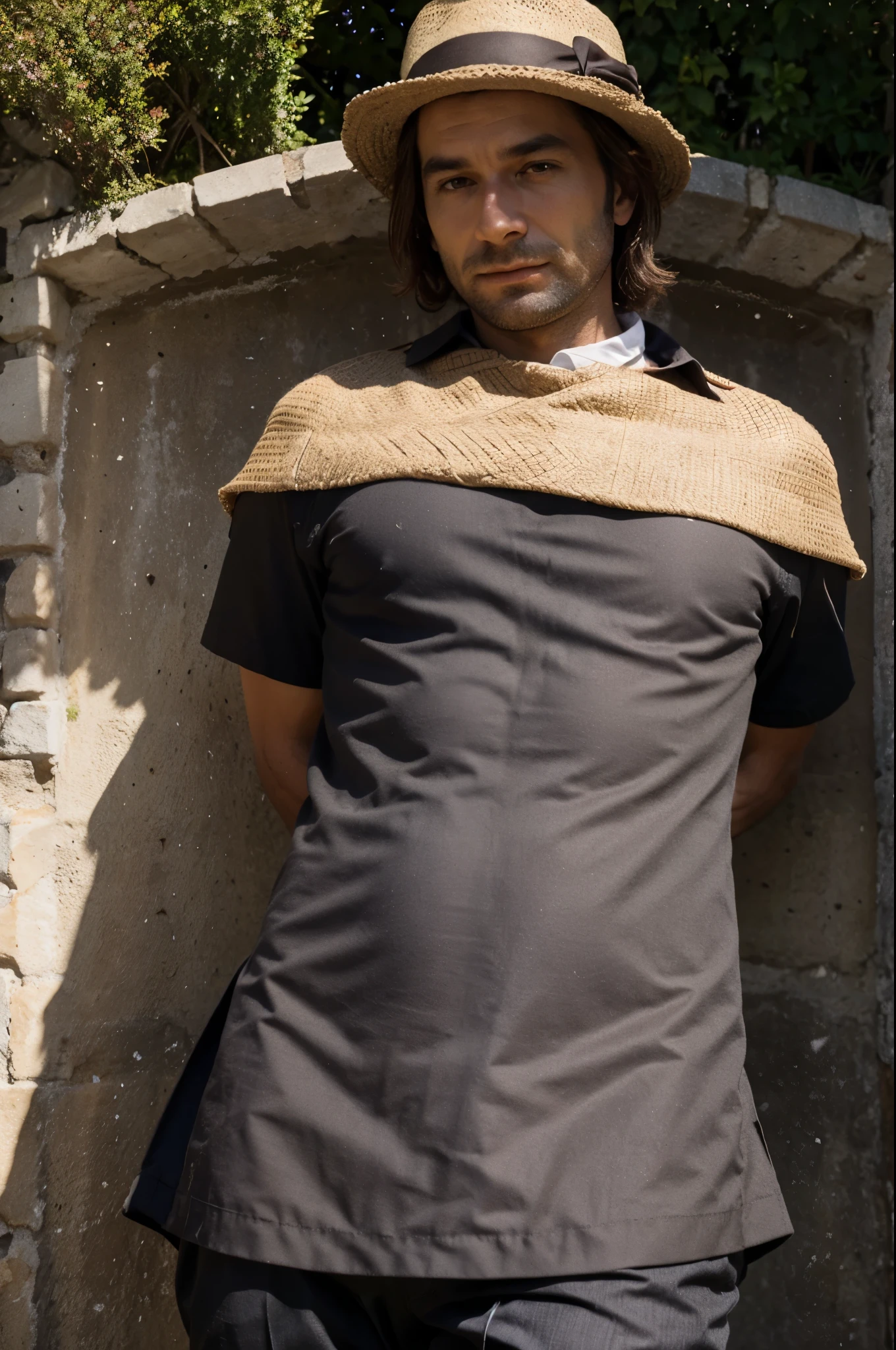 Un Berger veillant sur ses brebis dans les collines.