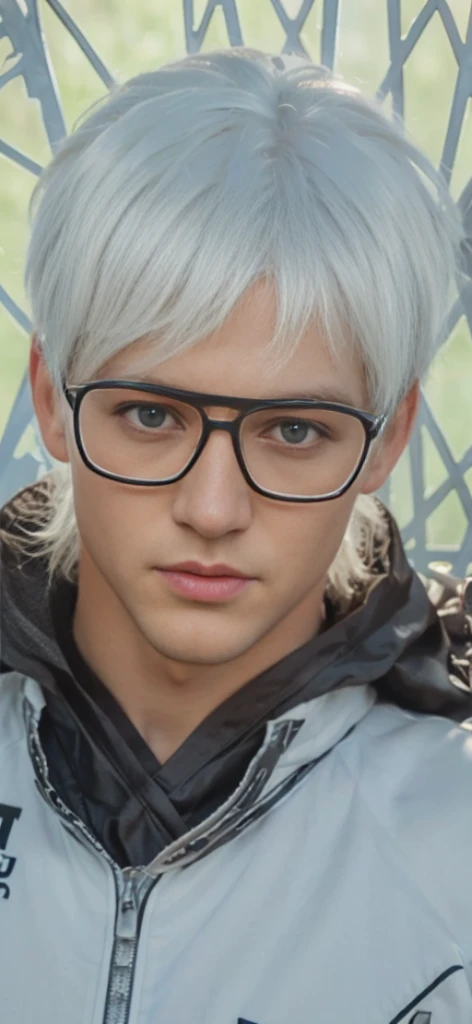 Best quality, masterpiece, ultra high res, (photorealistic:1.4), raw photo, man, white hair, white eyes, detailed eyes and face, white suit, dynamic lighting, in the dark, deep shadow, low key, cowboy shot full-lenght body