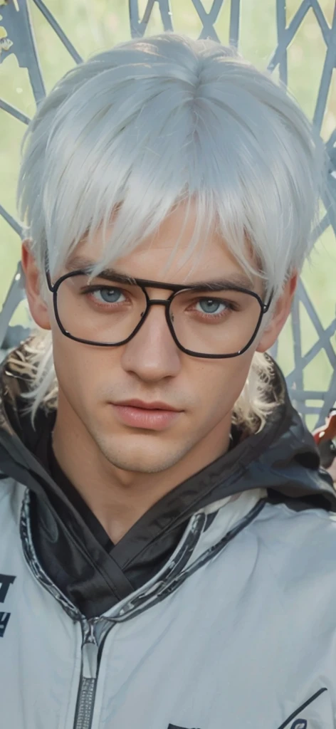 Best quality, masterpiece, ultra high res, (photorealistic:1.4), raw photo,1man, white hair, white eyes, detailed eyes and face, black suit, dynamic lighting, in the dark, deep shadow, low key, cowboy shot full-lenght body