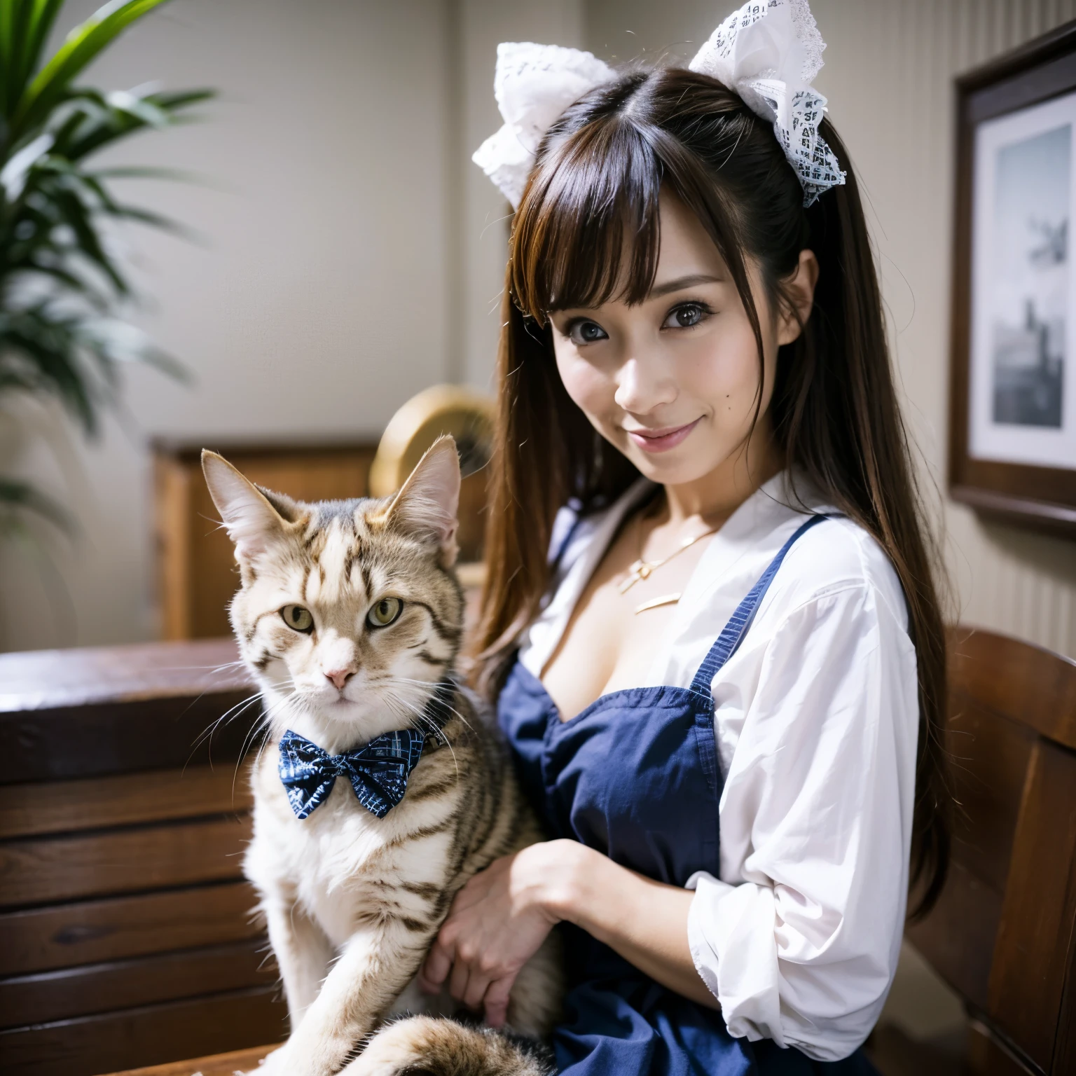 (8K、raw、top-quality、masterpiece:1.2)、(realisitic、Photorealsitic:1.37)、ultra-detailliert、Identical twin sisters、cute little、独奏、Beautiful detail sky、Detailed Coffee、natta、sitting on、date、(Flushed nose)、(A smile:1.1)、(Keep your mouth shut)、Central chest with beautifully finely detailed eyes、(shirt with collar:1.1)、a bow tie、pleatedskirt、