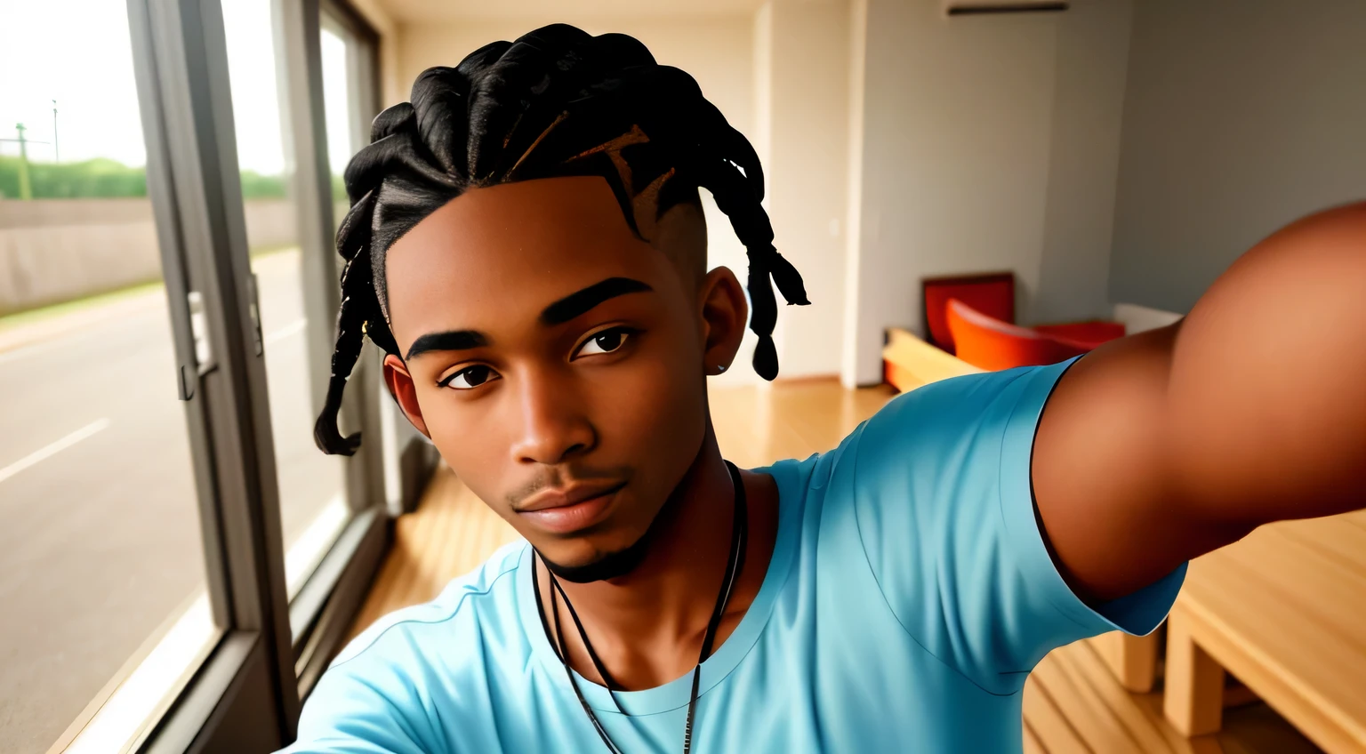 Illustration of black man with effeminate young curly hair 20 years old