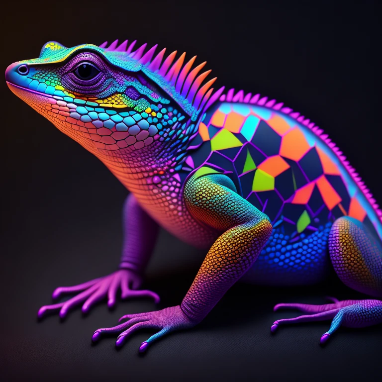 intricate and colorful, (digital painting:1.2) neon lizard, bright neon skin, concept art, octane render, trending on artstation, neon-noir background, iolibt, vfx, Blender and Photoshop, octane render, excellent composition, cinematic atmosphere, dynamic dramatic cinematic lighting, aesthetic, very inspirational, arthouse,(dark plain black background:1.4))