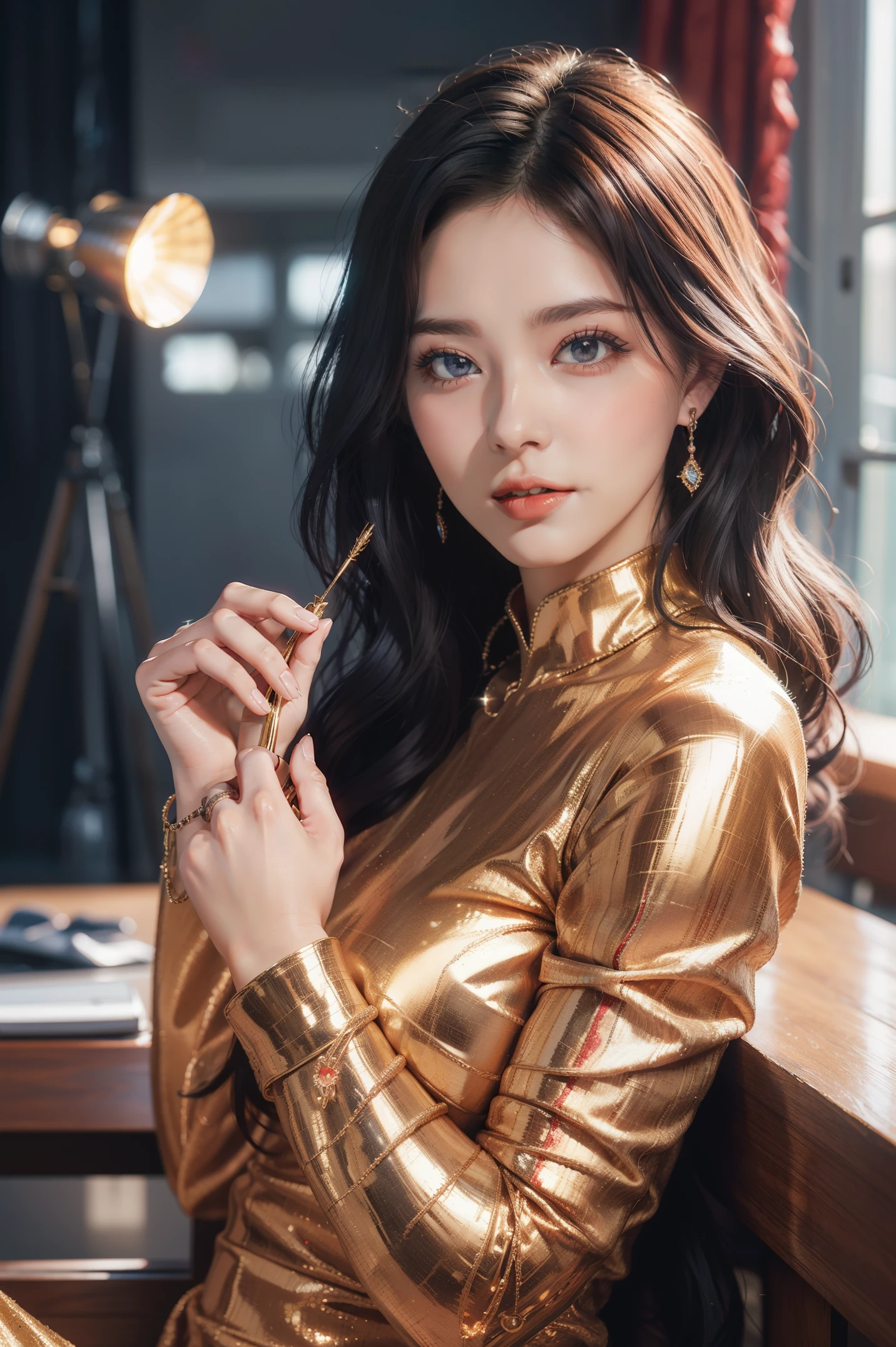 High-quality work,Realistic works,Super premium graphics,8K HD CG works,high quality graphics,High-definition and exquisite CG works,10x pixels,Ultra-fine details:1.1,Advanced technical details:1.1Realistic photo effects,室内灯Light effect果:1.5,natural soft light:1.5. Light effect(虚拟灯Light effect果:1.8),超高分辨率,Shiny红色连衣裙,sliver long hair,silber hair,transparenthair,high detailed hair(Quality hair details:1.1)Clear eyes,Double eyelids look good,Sharp eye makeup, Create exquisite eyelash makeup, tthin eyebrows, Ultra-detailed eyes,a tall nose, lovely red lips, rosey cheeks, With delicate makeup on her face , pretty face, The face shape is perfectly proportioned,(Advanced facial details:1.1)Shiny Red Luxury Dress Collection Right Red Sequin Dress,Sequin coat,Shiny,Tight long skirt,Summer sexy hip wrapped fishtail sleeveless commuter maxi,Horse socks 100%Oily Glossy Panst Glossy Glossy Silk Glossy 8D Black Silk Women,Beautiful long dress with stiletto heels,Wonderful red series,High fashion dress collection,Dress photography,Authentic dress work,inside a ballroom,Women's artwork,Dress full body video,真实感,Amazing Cleavage,My eyes are very bright today