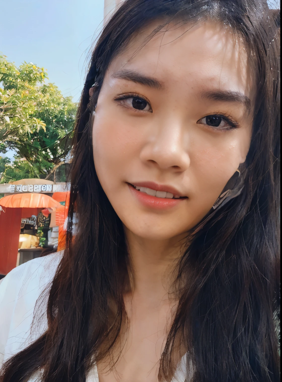 Asian woman, 22 years old, height 165cm, weight 50kg, white skin, short hair, wearing a white, unbuttoned shirt. short skirt 10cm Lift both hands and place them on your head. In a Japanese restaurant decorated in a loft style. With people eating sushi, sashimi, and drinks in the background.
,Wide-angle realistic photography,Studio lighting,Picture of the face is clear, the background is blurred.