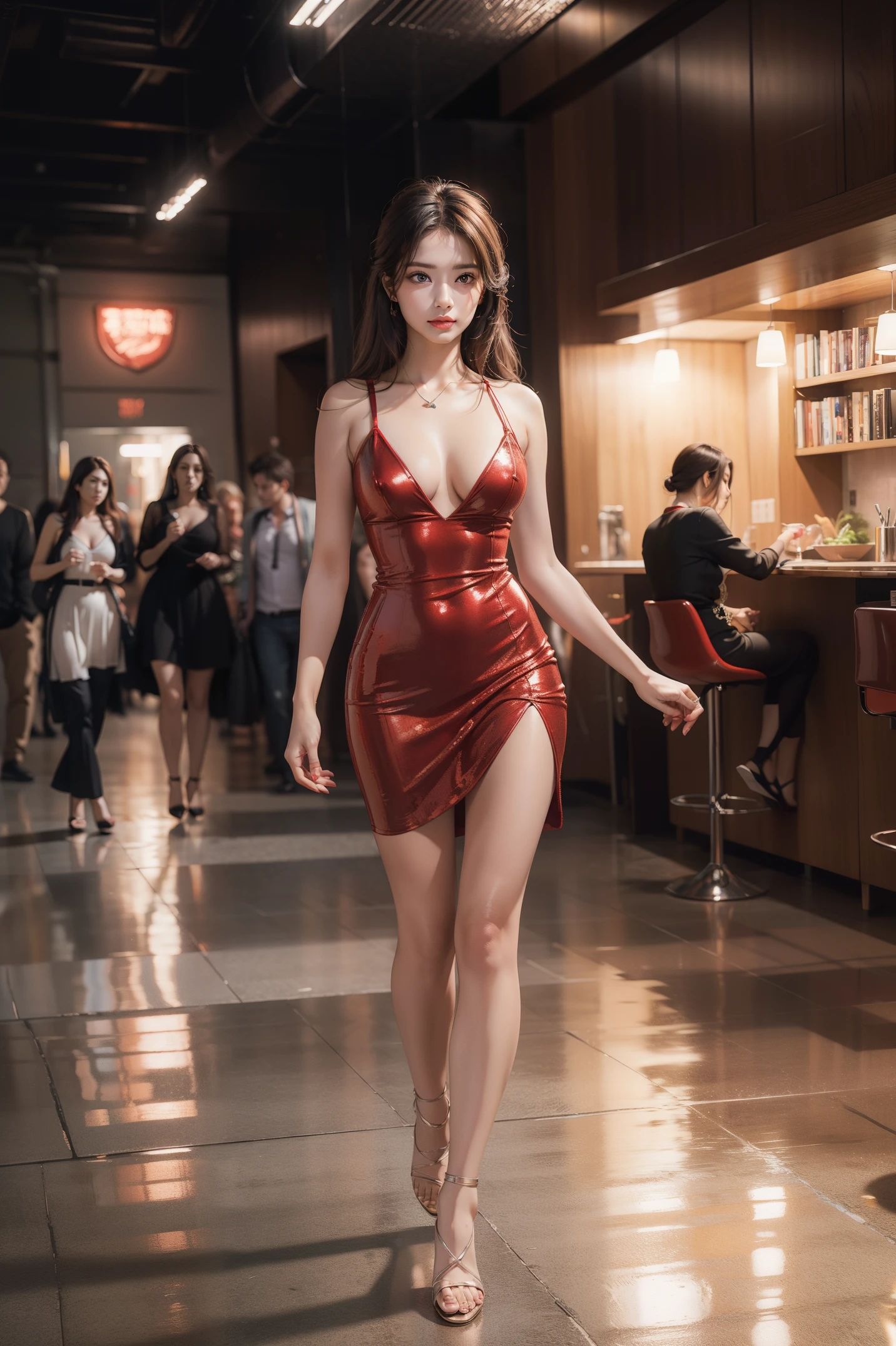 High-quality work,Realistic works,Super premium graphics,8K HD CG works,high quality graphics,High-definition and exquisite CG works,10x pixels,Ultra-fine details:1.1,Advanced technical details:1.1Realistic photo effects,室内灯Light effect果:1.5,natural soft light:1.5. Light effect(虚拟灯Light effect果:1.8),超高分辨率,Shiny红色连衣裙,sliver long hair,silber hair,transparenthair,high detailed hair(Quality hair details:1.1)Clear eyes,Double eyelids look good,Sharp eye makeup, Create exquisite eyelash makeup, tthin eyebrows, Ultra-detailed eyes,a tall nose, lovely red lips, rosey cheeks, With delicate makeup on her face , pretty face, The face shape is perfectly proportioned,(Advanced facial details:1.1)Shiny Red Luxury Dress Collection Right Red Sequin Dress,Sequin coat,Shiny,Tight long skirt,Summer sexy hip wrapped fishtail sleeveless commuter maxi,Horse socks 100%Oily Panst Glossy Silk Gloss 8D Black Silk Women,Beautiful long dress with stiletto heels,Wonderful red series,High fashion dress collection,Dress photography,Authentic dress work,inside a ballroom,Women's artwork,Dress full body video,真实感,Amazing Cleavage,My eyes are very bright today