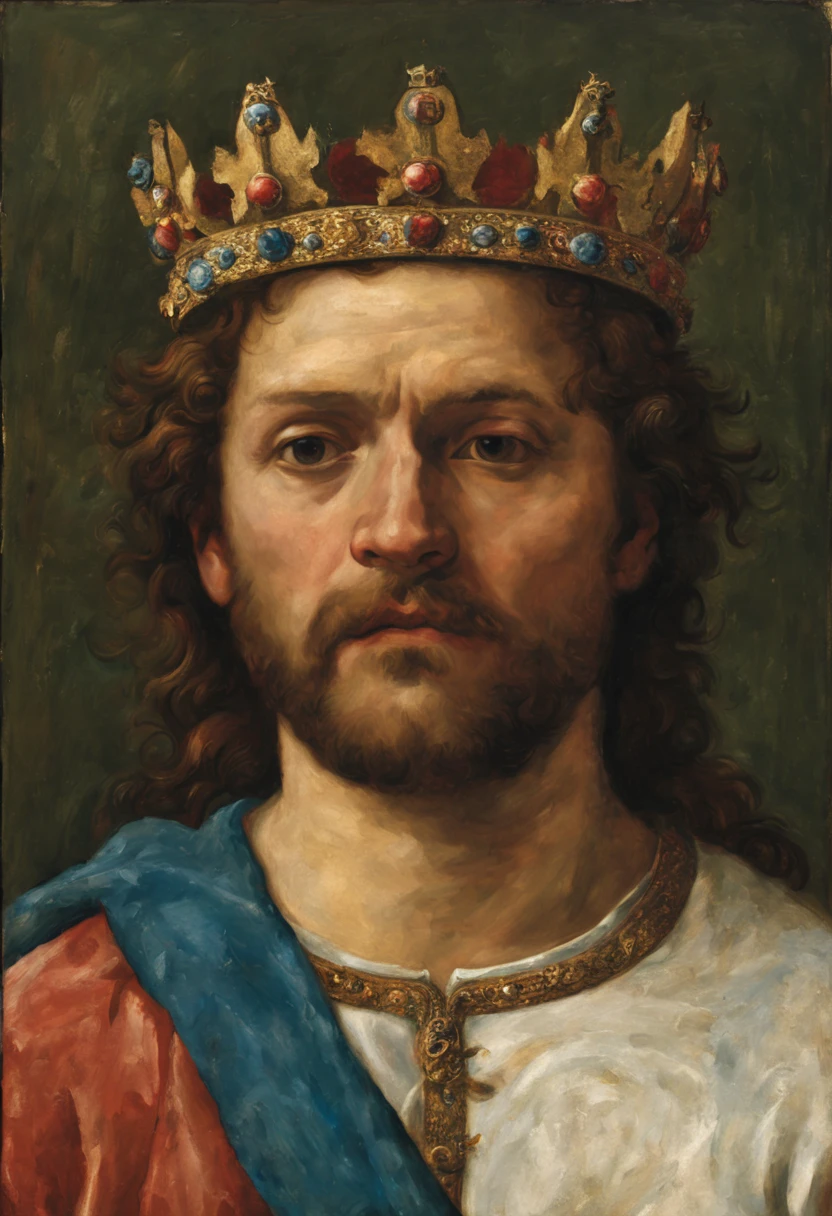 renaissance paining of man with crown on