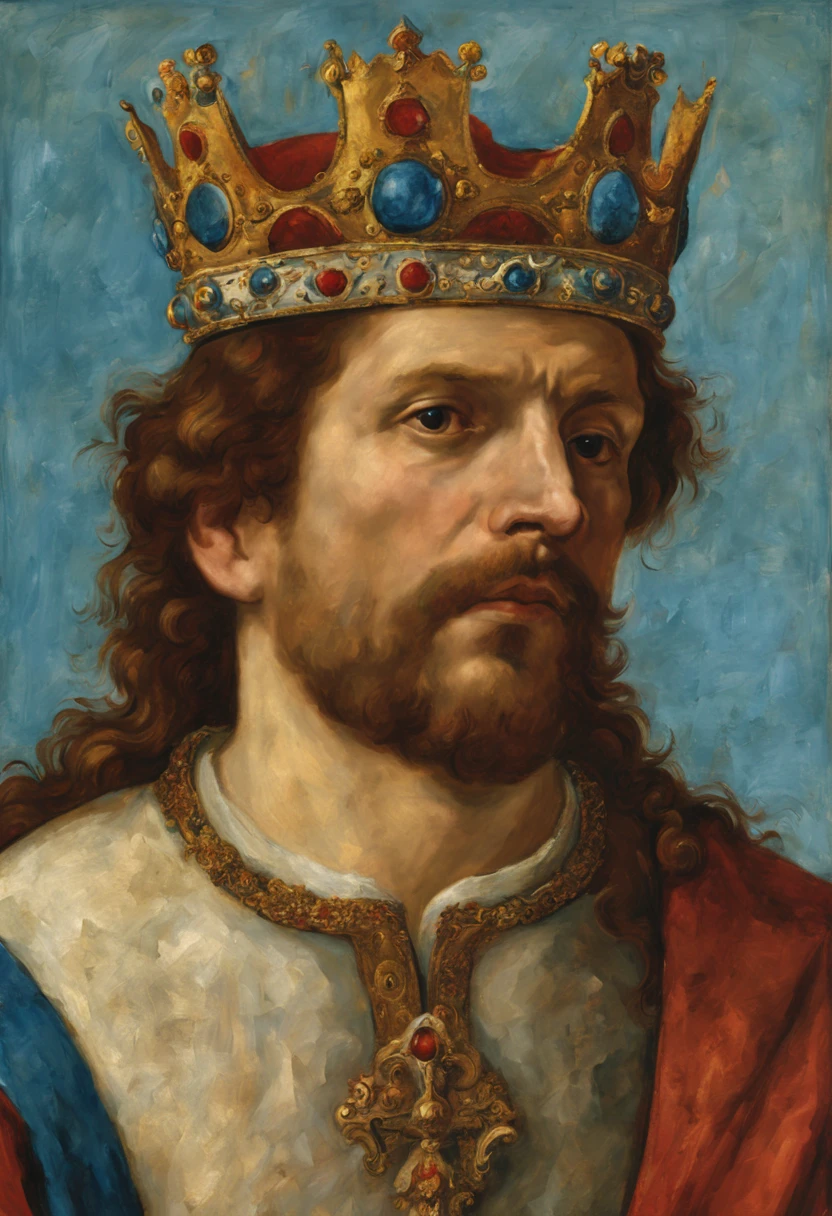 renaissance paining of man with crown on
