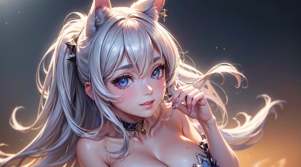 (Sharp focus: 1.5), (sharp focus:1.2), (beautiful face:1.1), (eye makeup:1.2), (tight body:1.2), ((Masterpiece)), (highest quality))), ( Masterpiece:1.2), (Best Quality:1.3) (best quality:1.1), (8k, best quality, masterpiece:1.2 ((masterpiece, best)), Cinematic footage, full medium closeup, a gorgeous 18-year-old kemonomimi woman soft pale skin, cute and youthful face, well-defined eyebrows, delicate nose, plump and round lips, ultra-detailed, photo-realistic, depth of field, cinematic lighting, IMAX camera, HDR, DTM, Full HD, 8k, flared, medium breasts, slim, smile, standing, 8K picture quality, sexy seduction, realistic:1.37 long, flowing:1.1 luscious, plump:1.1 sparkling sequins:1.1 subtle, 0.9 soft, warm:1.1 best quality,4k,8k,highres,masterpiece:1.2, realistic,photorealistic,photo-realistic:1.37, ultra-detailed:1.1 busty animal ears, beautiful, detailed ears:1.1 best quality, 4k, highres, masterpiece:1.2 detailed, piercing eyes:1.1 4k, 8k, highres, masterpiece:1.2 very three-dimensional: 1.2