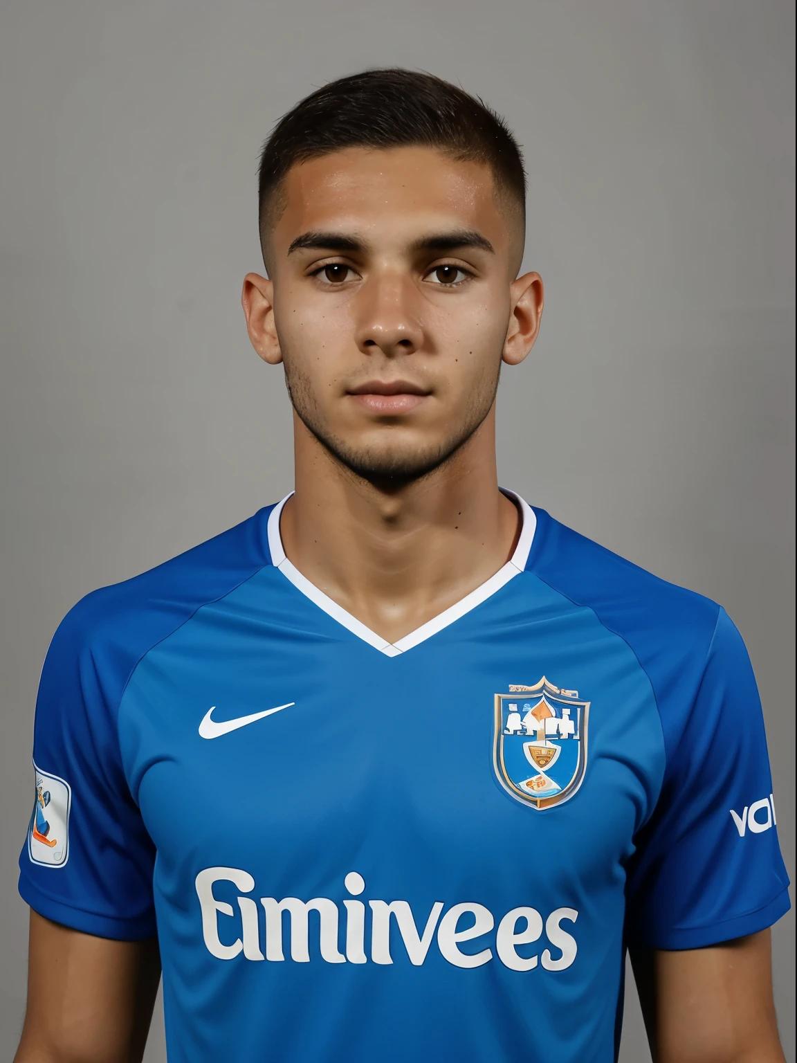 Male Soccer Player in Grêmio, cabelo um pouco careca, raspado, somewhat thin physique, 21 anos