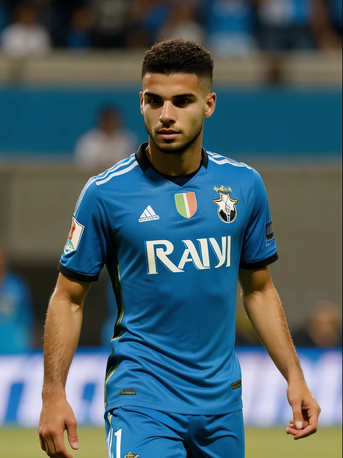 Male Soccer Player in Grêmio, cabelo um pouco careca, raspado, somewhat thin physique, 21 anos