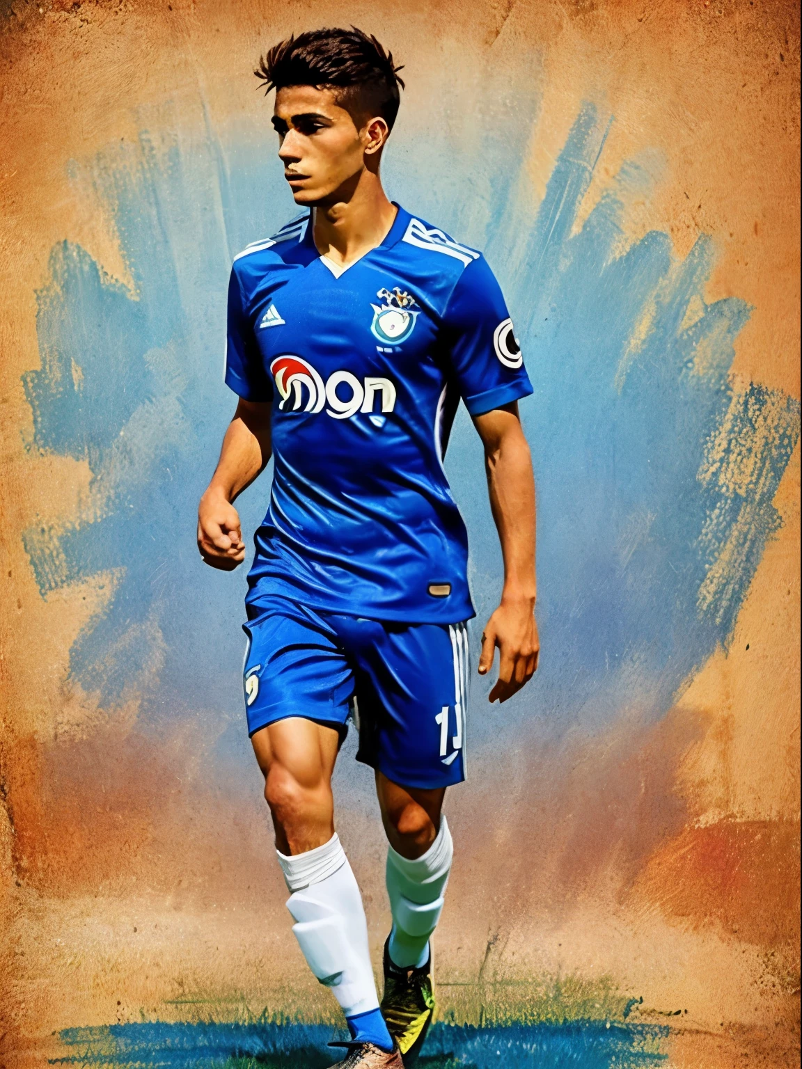 Male Soccer Player in Grêmio, cabelo um pouco careca, raspado, somewhat thin physique, 21 anos