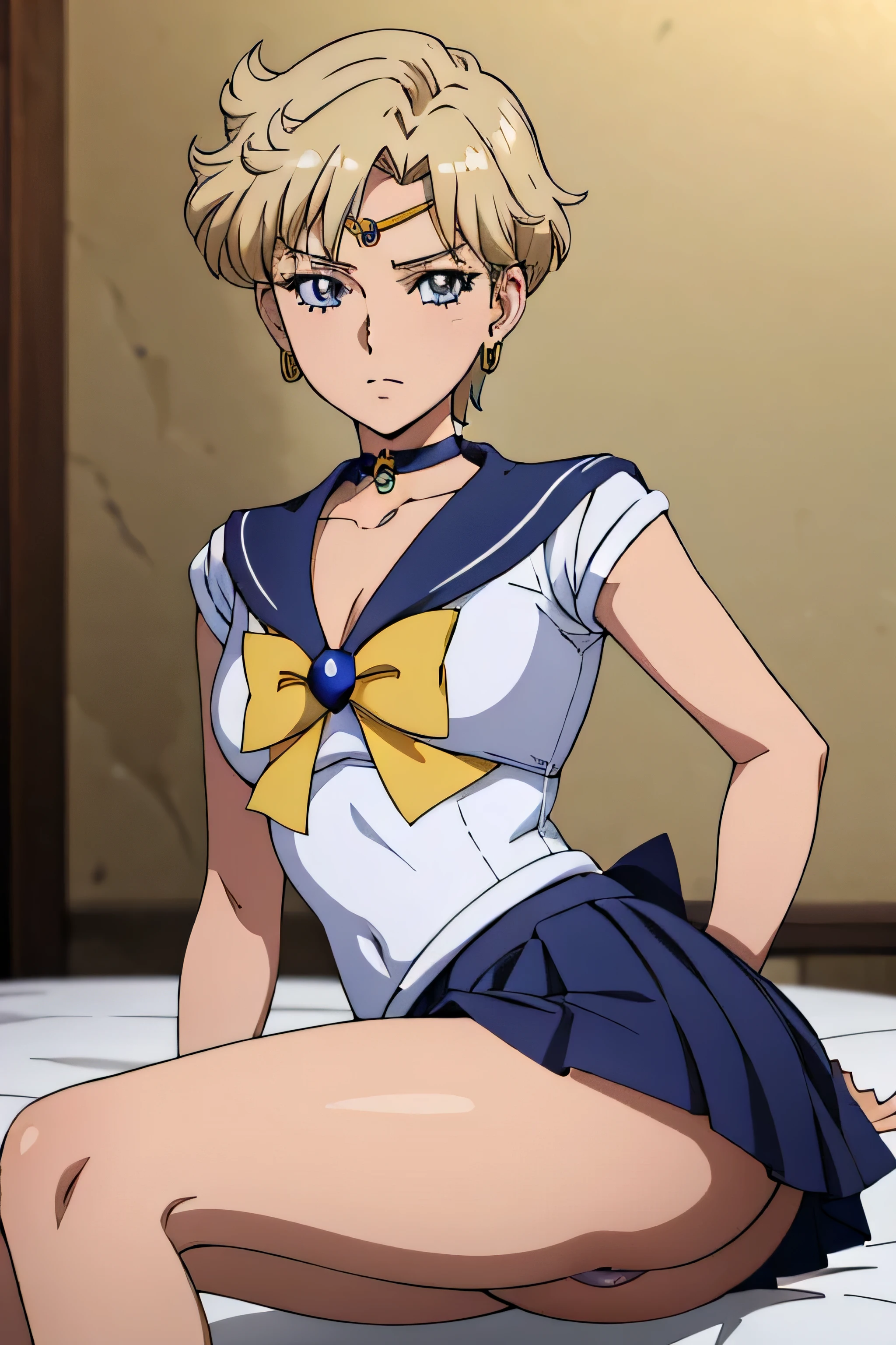 (La mejor calidad:1.1), (Obra maestra:1.4), (absurdos:1.0), retrato, primer plano,1girl, Marinero Urano, KizukiAi, Mujer madura, small breasts, aqua eyes, cabello rubio, Uniforme Sailor Senshi, Collar de marinero, arco de pecho, Arco trasero, Falda suplicante, Guantes blancos de codo, big booty, Ultra minifalda , jewely, Pendientes, falda plisada , Collar marinero azul, minifalda, gargantilla, blue gargantilla, Guantes blancos, pelo corto, jewely, Pendientes, sentada, Piernas cruzadas, muy sexy. Estilo perrito , sexo anal, PENE ENORME EN SU CULO