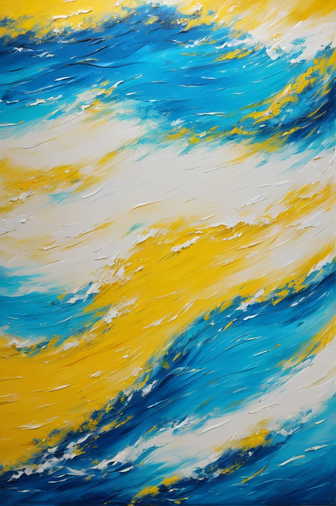 azul, yellow and white abstract oil painting on canvas, acrylic wave texture background, rude pinceladas do pintura Foto Pro