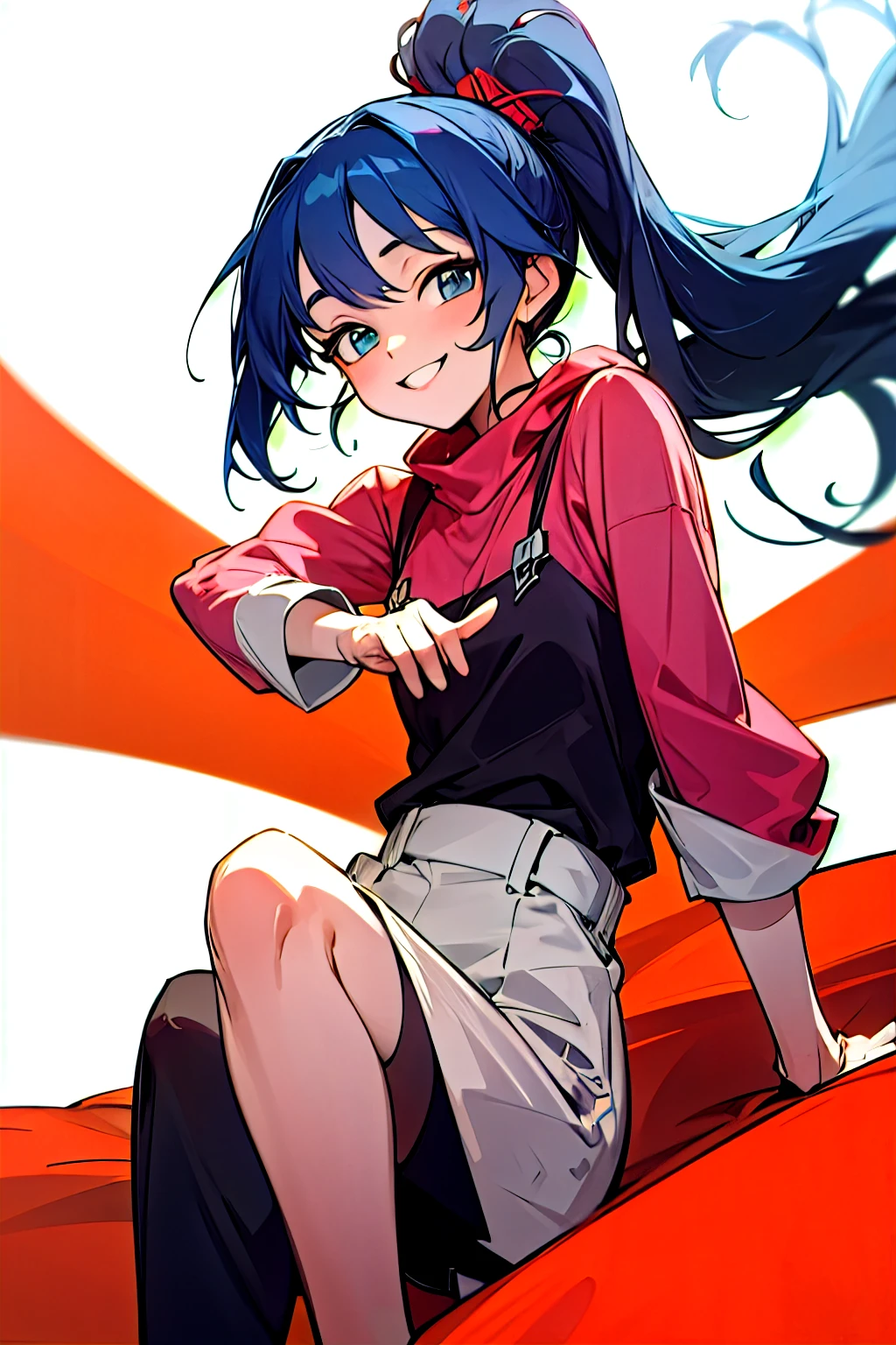 <lora:Bold_CAT:0.5>, ((masterpiece,best quality)), absurdres, <lora:Iris_Pokemon_v2:0.8>, iris (pokemon), purple hair, long hair, red eyes, dark skin, big hair, hair ornament, white leggings, long sleeves, miniskirt, pink skirt, solo, smile, looking at viewer, cowboy shot,