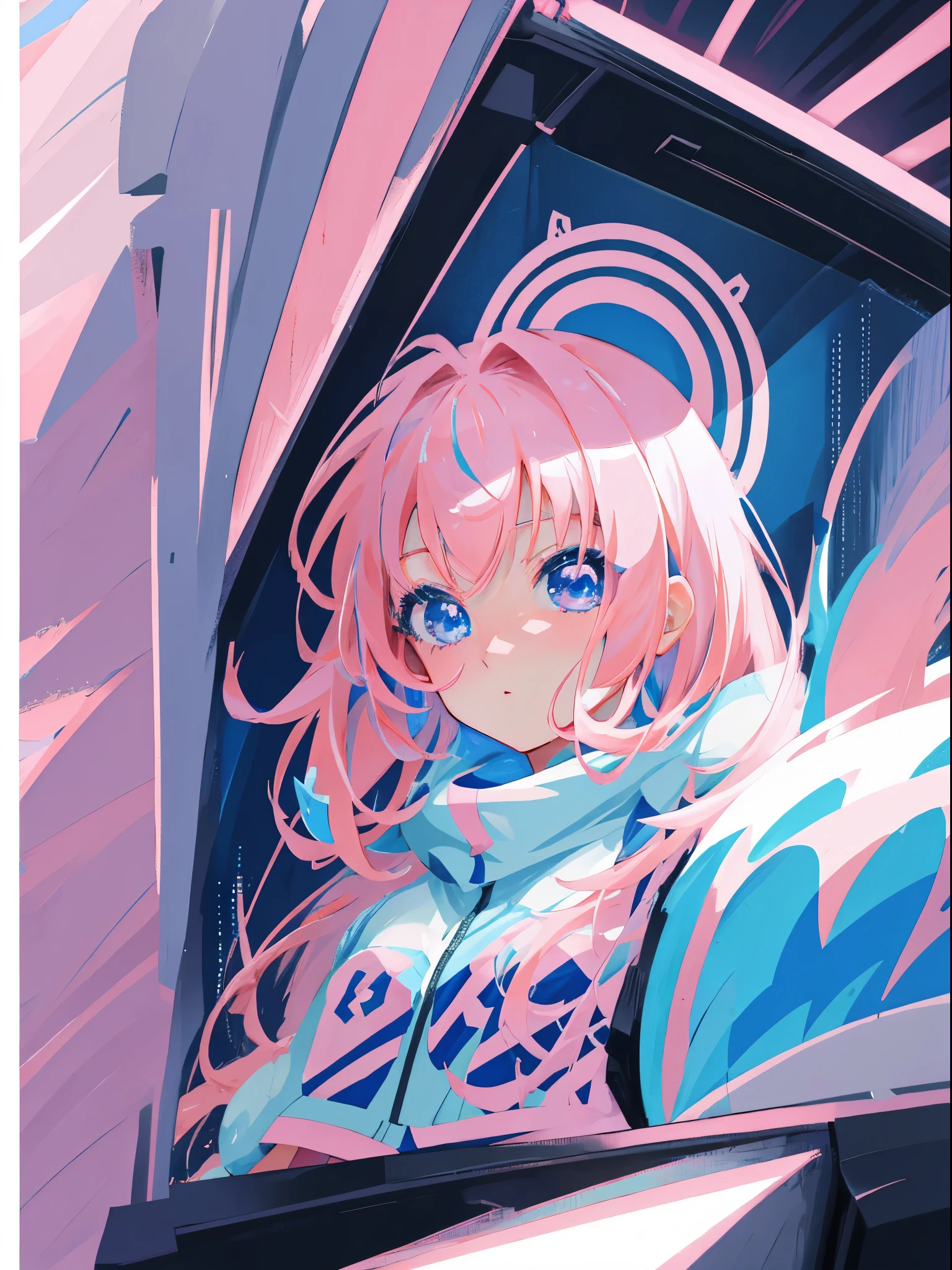((Close-up)) Anime girl with pink hair and blue eyes in the rain, anime style 4 K, anime art wallpaper 4 K, anime art wallpaper 4k, anime art wallpaper 8 k, anime wallpaper 4 k, anime wallpaper 4k, beautiful anime portrait, anime style portrait, digital anime art, 4k anime wallpaper, digital art Ilya Kuvhinov, portrait anime girl