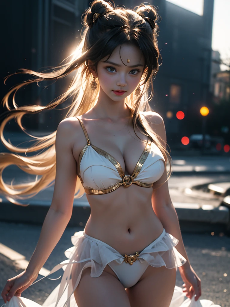 (SFW, NSFW_STILL_SHOW), Oppai-、((wide-angle, Flying Magic、Floating hair、Floating in the air, Curved horizon, Overlooking a city eroded by the jungle,Above the city)), { (Mystic sight)| best quality | 8k | clear |focused } (Masterpiece:1.2, photo-realistic:1.37)、{ Soft Lighting with many Follow lights | smooth shading }、(Detailed KAWAII Face)、{(Childish)|(Gigantic Cleavage)}、{ ((facing back))| ((Full Body:1.2)) | ((Ass focus)) }、(Detailed glistening ivory skin)、extremely detailed, { Naked bandage | Transparent Veil | Red Leather High Collar | Red Long Boots | rubber sole }, { correct legs | correct hand | correct fingers | feminine hands | perfect anatomy | no missing limbs | no extra limbs }, ((correct anatomy)),