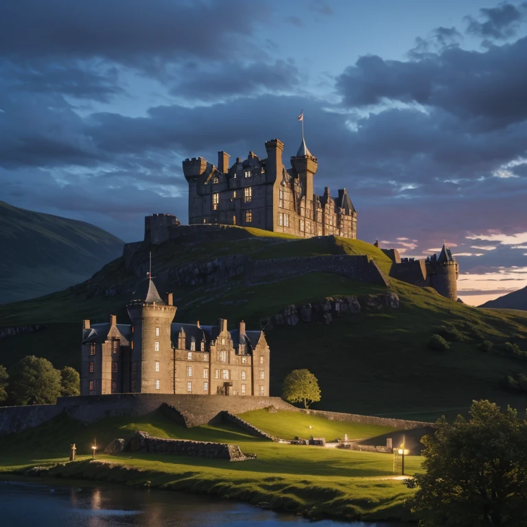 Scottish castle at dusk 18th century