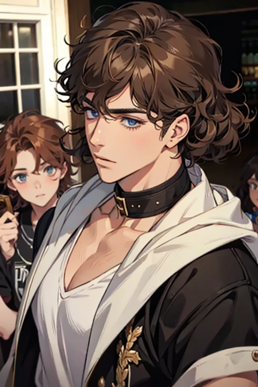 Curly boy, brunette and good-looking boy