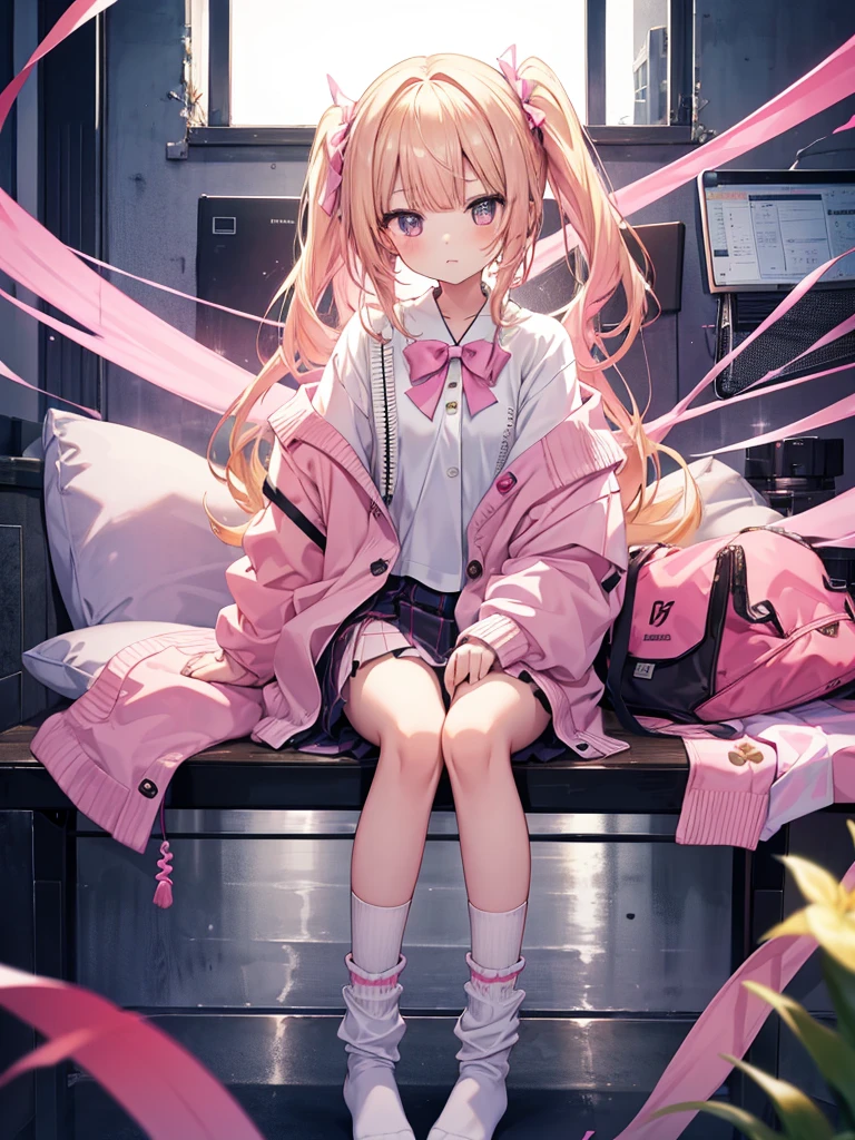 harems 11Year old girl Multiple girls are depicted 校服 blazers Cardigan top-quality masterpiece 超A high resolution Huge Loose socks pink there a blond