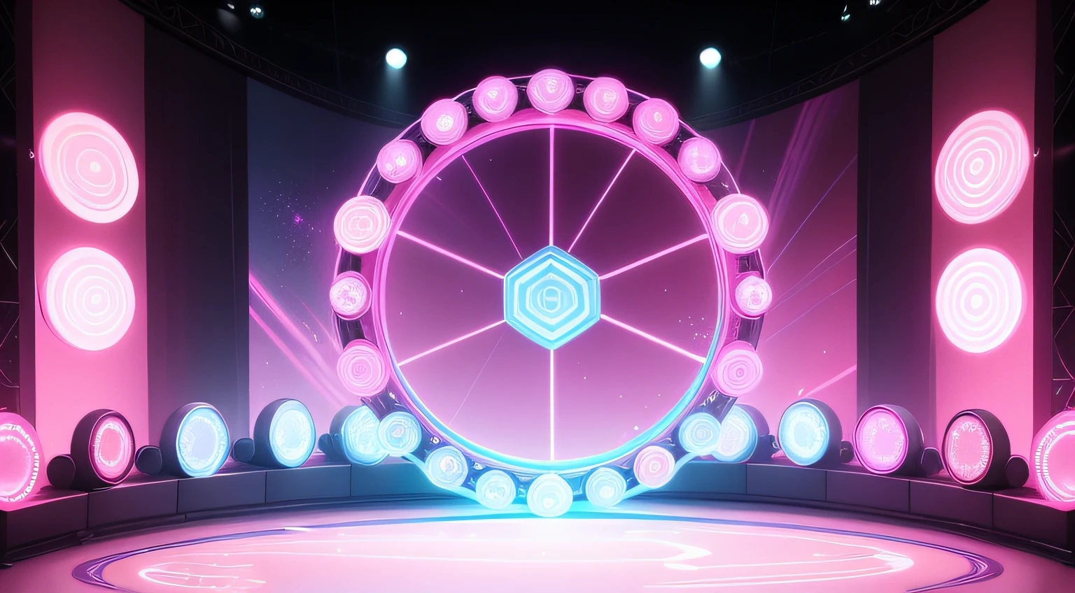 Background with, Circular stage, Kawaii Tech, kawaii, kawaii系, Pastel colors, Best Quality、kirakira、stele、heart mark、Diamond、Background withpink there水色、pink there、shuicolor、amarelo