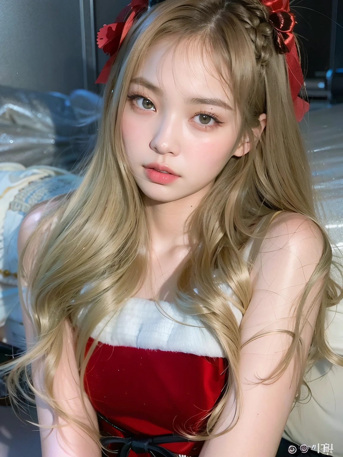 Mujer arafed con pelo largo y un vestido rojo posando para una foto., ulzzang, Lalisa Manobal, Sakimichan, Chica coreana, Wan adorable cara coreana, Pelo largo con flequillo, Cabello largo y rubio y ojos grandes, con cabello largo y ojos penetrantes, Cabello largo con flequillo completo, Retrato realista kawaii, Peinado blanco de corte hime