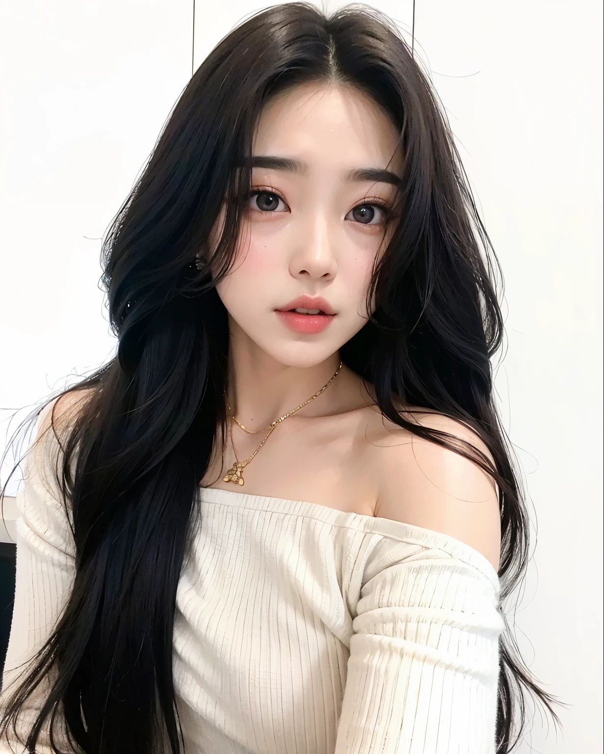 Asian woman araffed with long black hair and a white top, beautiful south Mulher coreana, gorgeous young Mulher coreana, beautiful young Mulher coreana, Ulzzang, coreana, Jaeyeon Nam, Heonhwa Choe, Lee Ji - Eun, Lee Ji-eun, Jinyoung Canela, Mulher coreana, dilraba dilmurat, com cabelos longos