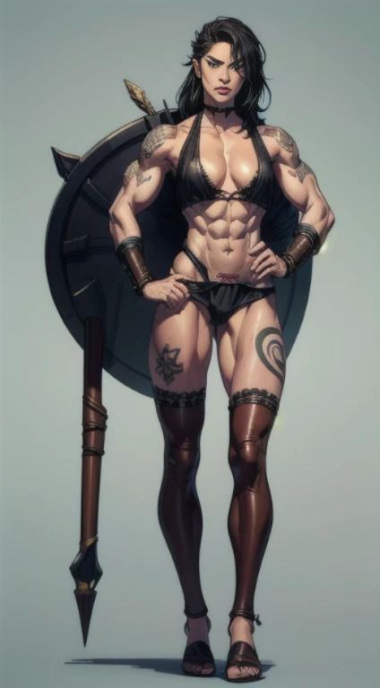 no background, background clean, standing character full body ((solo)), babarian warrior male adult, perfect muscular body, serious face, long black hair, pretty detail eyes, beautiful detailed lips, extremely detailed eyes and face, armor barbarian, bare legs, leather sandals, ruggedly handsome, tattoo
