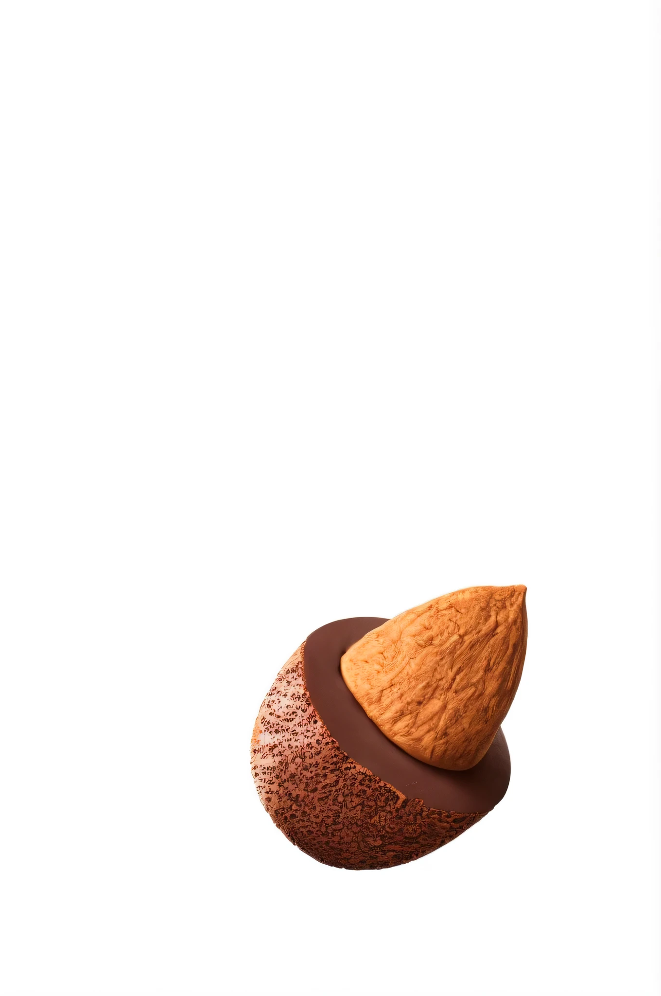 Truffle shaped dark chocolate，coated with cocoa powder，There is an almond wrapped in the middle，Food photography，Snacks，chocolate bar，products shot，product showcase，the detail，tmasterpiece，ray traycing，lightand shade contrast，