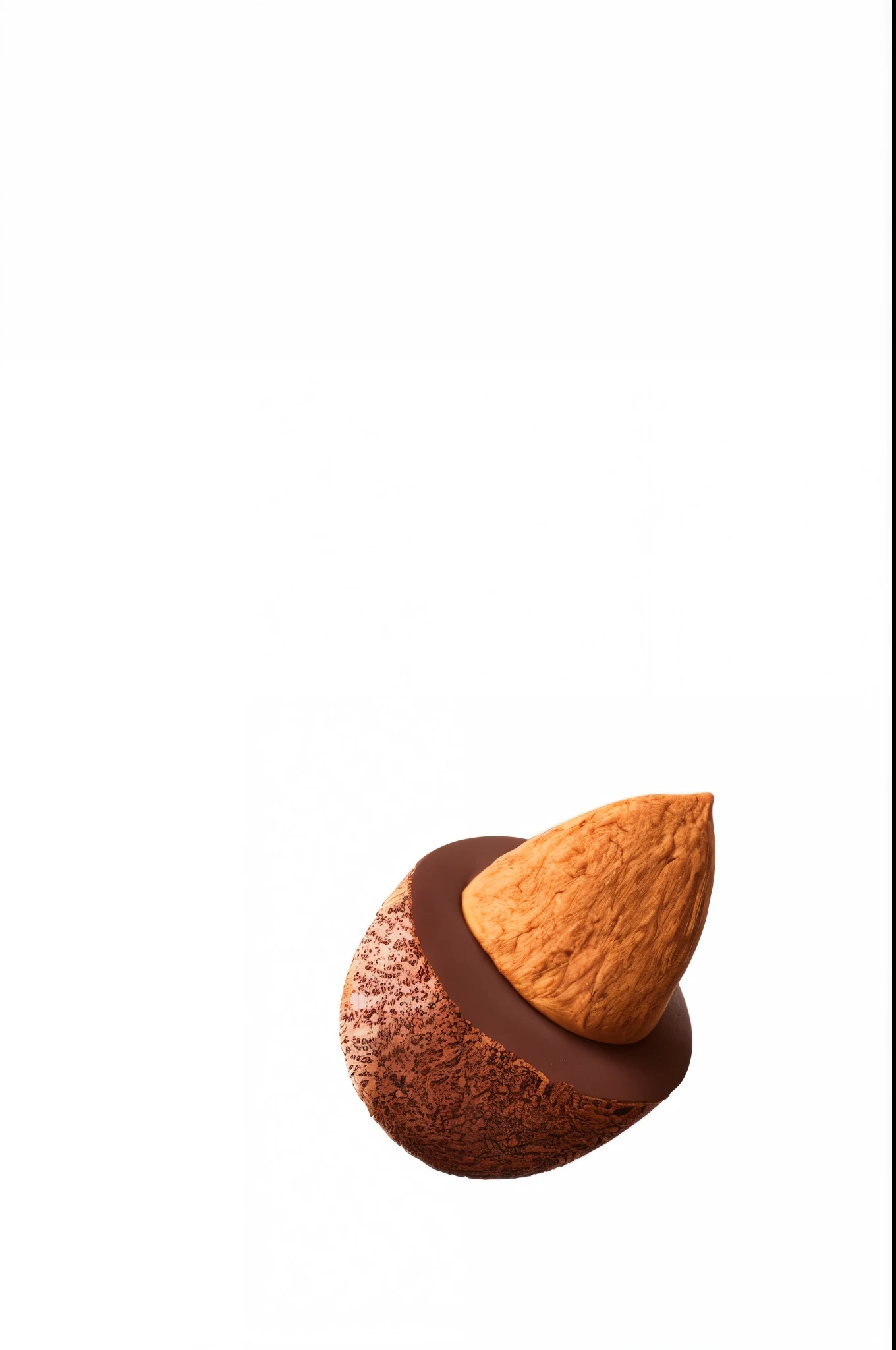 A truffle-shaped dark chocolate with cocoa powder coating,There is an almond wrapped in the middle,Food photography,Snacks,chocolate bar,products shot,product showcase,the detail,tmasterpiece,Ray traching,lightand shade contrast,
