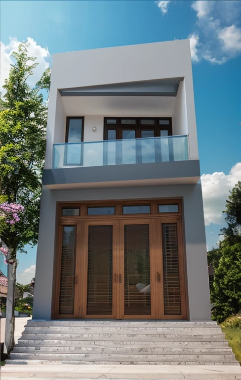 a rendering of a modern house with a garage and a car parked in front, precise architectural rendering, residential, inter dimensional villa, exterior design, wide angle exterior 2022, professional render, high quality rendering, in style of ultra realistic, architectural visualization, architectural rendering, overall architectural design, ultra modern, quality rendering, house, architectural 3 d render