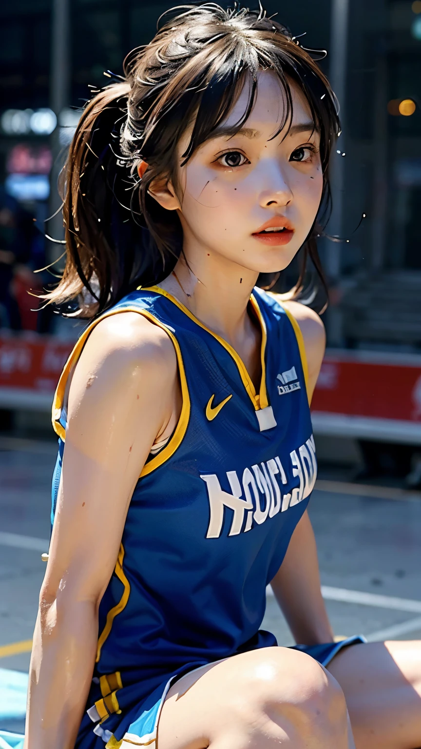 quality, 超高分辨率, (realisticlying: 1.4), 8K分辨率, (Woman in basketball uniform), (Random hair: 1.3), (realisticlying的头发: 1.2), (realisticlying的眼睛: 1.2), (beauitful face: 1.3), (), (Wet skin: 1.2),(dynamic angle:1.1),