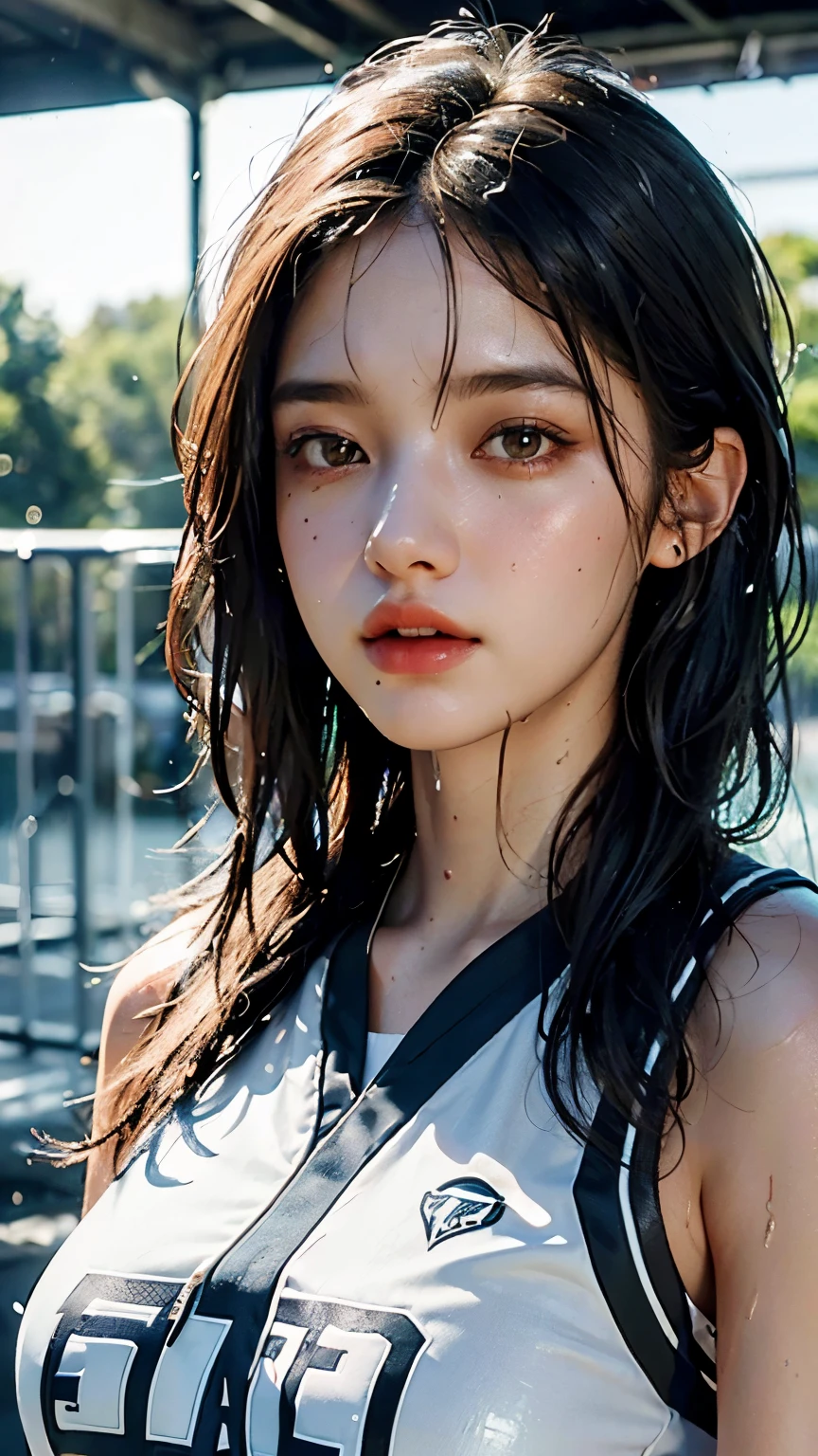 (8k, RAW photo, top quality, masterpiece, photo-realistic, depth of field:1.2),(full body shot:1.3),(I-Balance Pose:1.5),(wet hair, wet skin, oily skin, sweaty clothes, sweaty grey leotard:1.3),beautiful detailed eyes, beautiful detailed lips, extremely detailed eyes and face, long eyelashes, young girl,(female gymnast:1.3) 