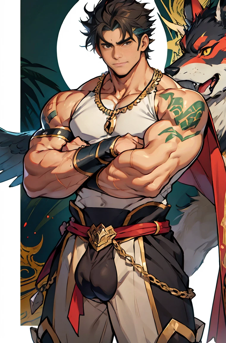 show off thick arms to the audience,closeup of arms,Shoulders exposed,Stout arms,Shoulders very broad,bulging underwear due to erection genitals,Highest image quality,Pessoas do sexo masculino,Child,1 ,jovem e bonito,Shoun,cabelos brancos,Cabelo liso curto,Pele escura,Anime peito grande,anime wallpaper,sozinho,Foco Masculino,cuecas,Dilation of the pectoral muscles,capa vermelhirilha saliente,Fundo Urbano,Espalhe as pernas,sexy,(master part, best quality),meias brancas longaotas Red Martin,((Exaggerated bulge of muscles)),