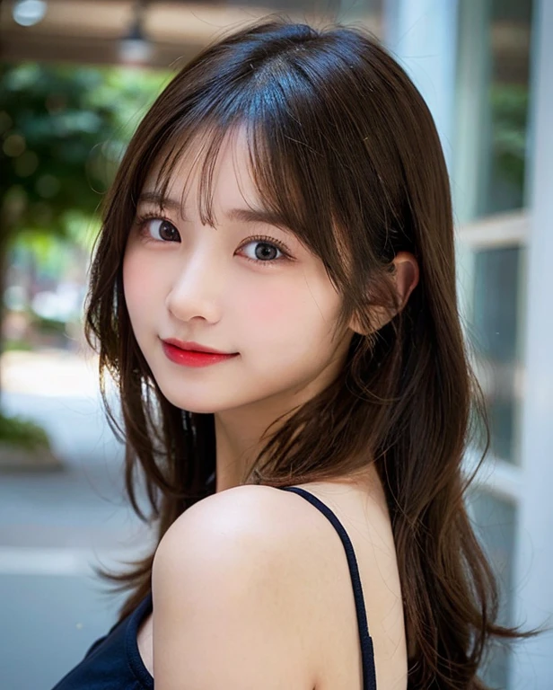Smile、natta、Raw photography、(((Ultimate Beauty Portrait)))、((glistning skin))、女の子1人、Beautiful girl at 17 years old、bright expression、((brown haired))、(cleavage of the breast)、(barechested:1.5)、(barechested)、((Big eyes that shine like jewels))、Glossy glossy skin、(Medium Hair)、(Silky Ponytail Hair)、eye liner、Beautiful bangs、Hair between the eyes、((masterpiece、最hightquality、ultra-detailliert、Film Light、intricate-detail、hight resolution、ighly detailed))、细致背景、8KUHD、Digital SLR、Soft light、hightquality、Film grain、FujifilmXT3 、Shallow depth of field、natural soft light、Kamimei、Lush bust、teats、nedium breasts、s ass、barechested、ムラムラ