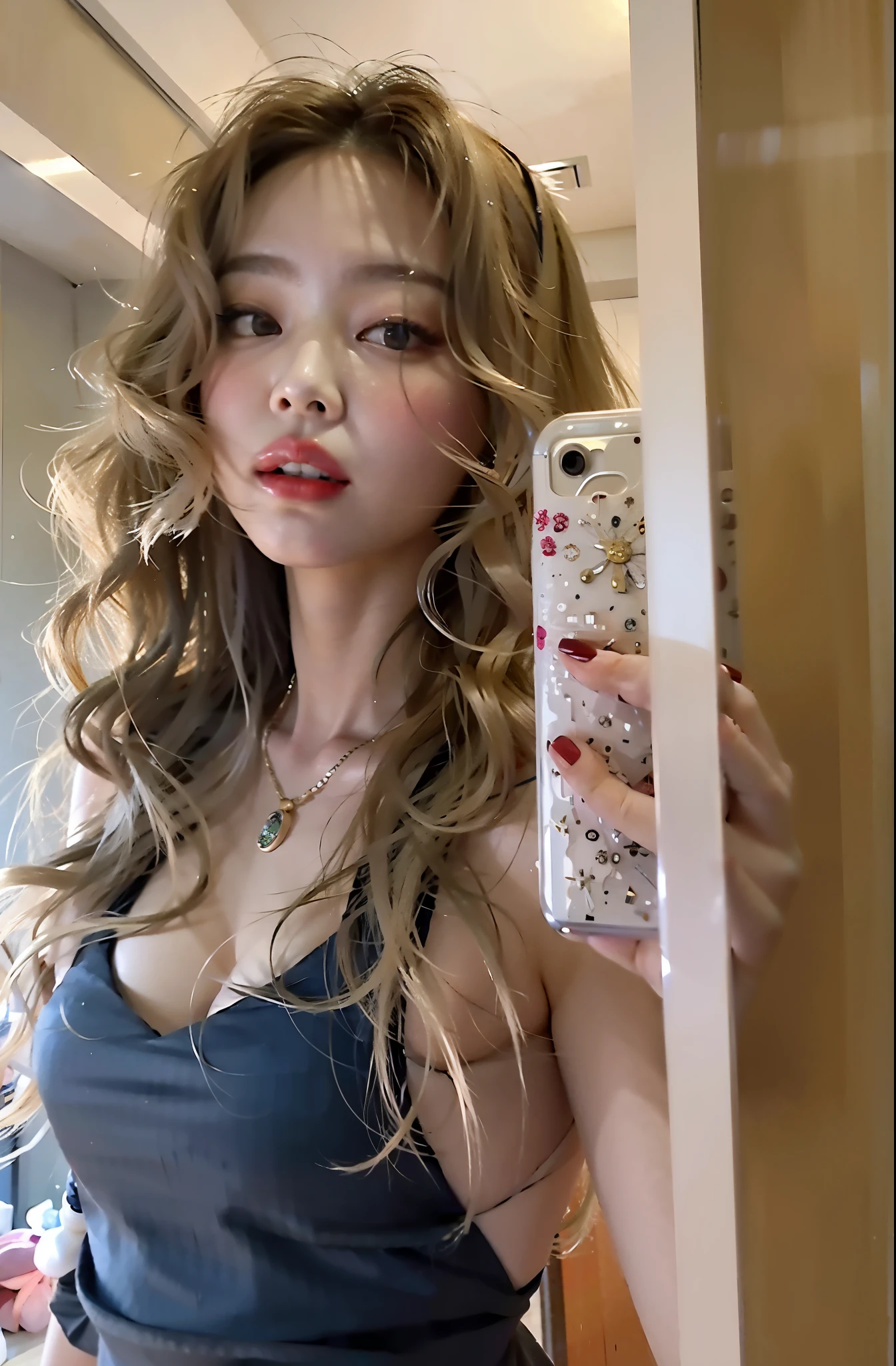 mulher arrafada em um vestido preto segurando um telefone celular, Lalisa Manobal, linda mulher coreana jovem, Mulher sul-coreana bonita, menina coreana, Heonhwa Choe, mulher coreana jovem bonita, Jaeyeon Nam, hourglass ⌛️, 1 8 I, Modelo do Instagram, cabelos ondulados espalhados, Fotografia selfie 8k, Ulzzang