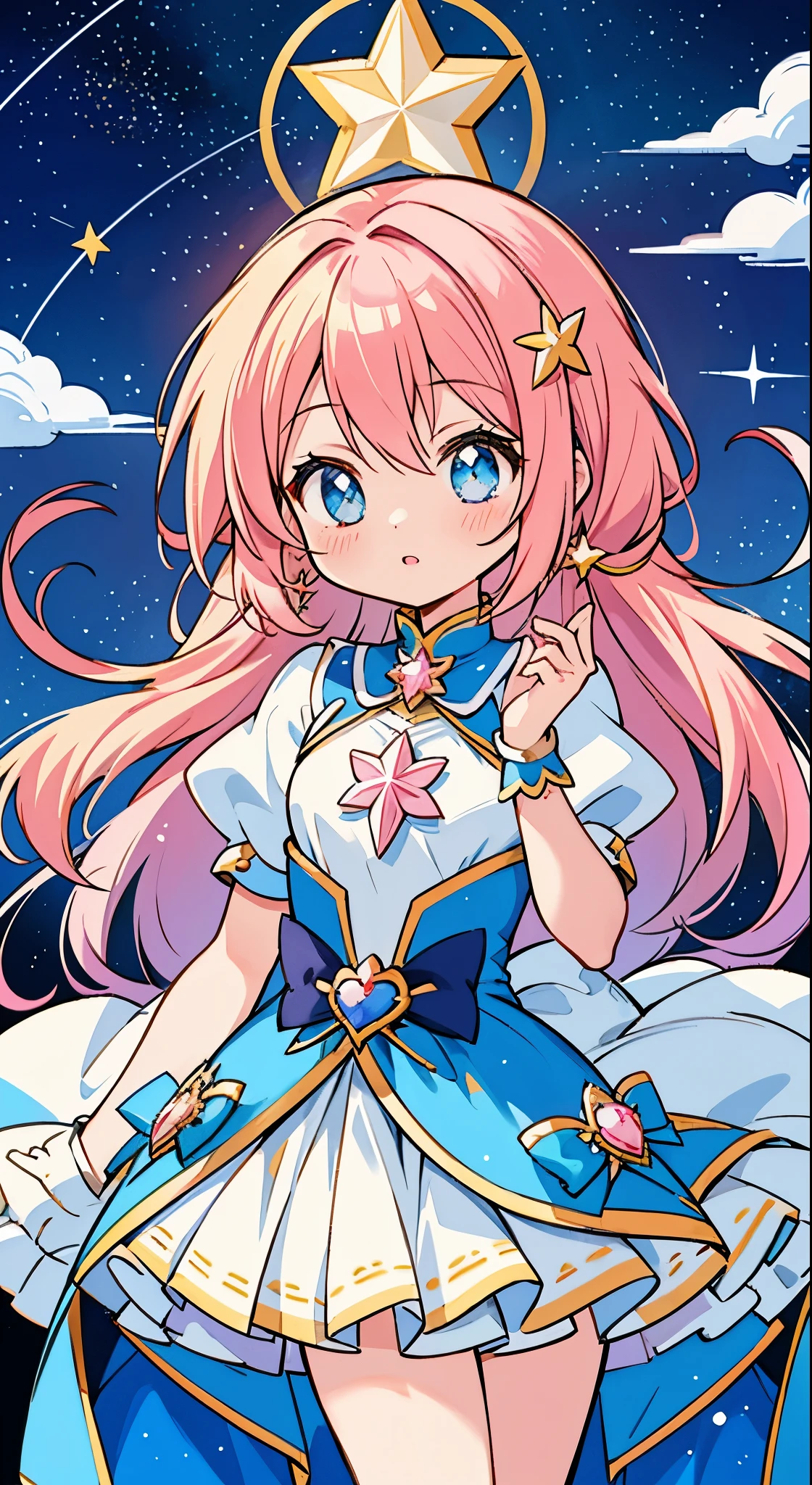Anime girl star magical girl, sparkling magical girl, portrait of the magical girl, beautiful celestial mage, magical little girl, high detailed official artwork, Cute anime waifu in a nice dress, Pixiv Contest Winner, anime goddess, celestial magical girl, multiple layered magical costume