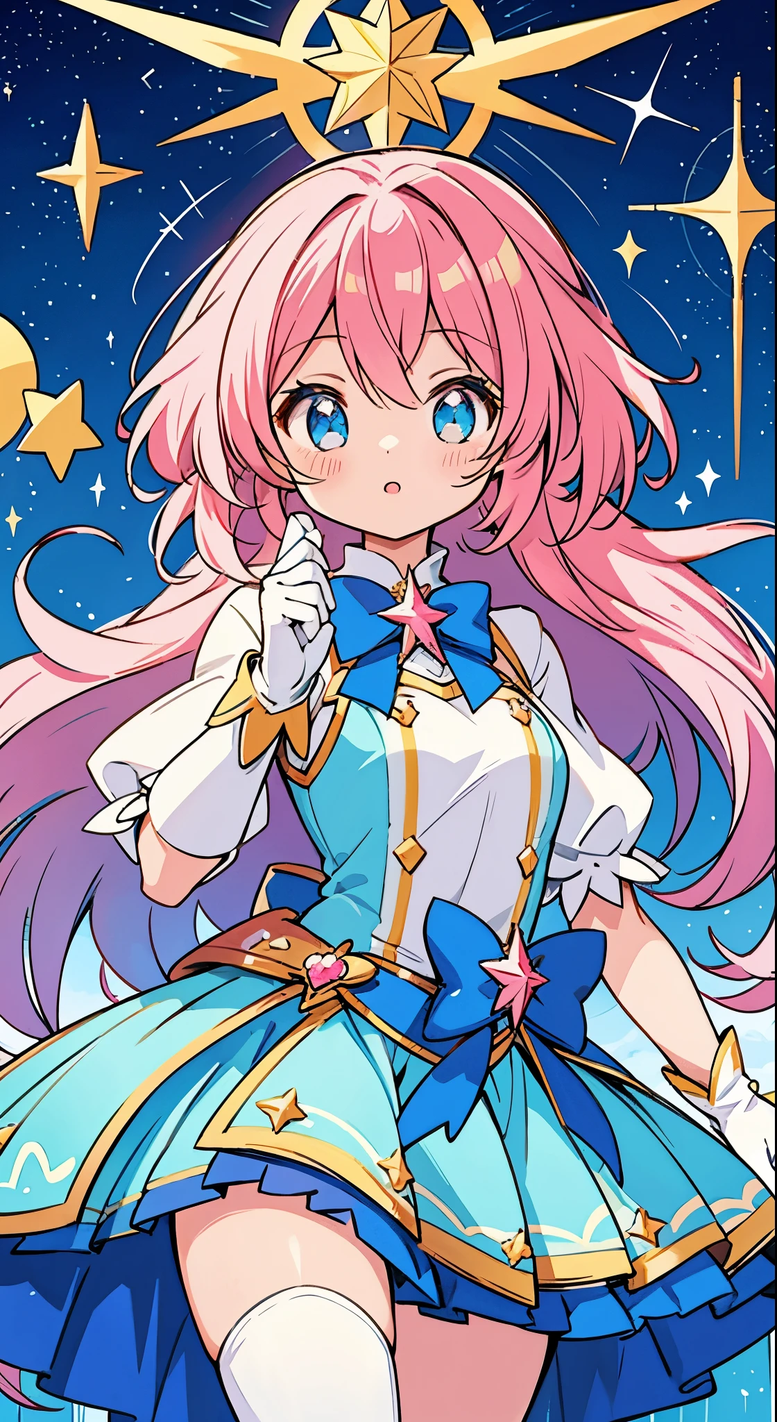 Anime girl star magical girl, sparkling magical girl, portrait of the magical girl, beautiful celestial mage, magical  girl, high detailed official artwork, Cute anime waifu in a nice dress, Pixiv Contest Winner, anime goddess, celestial magical girl, multiple layered magical costume