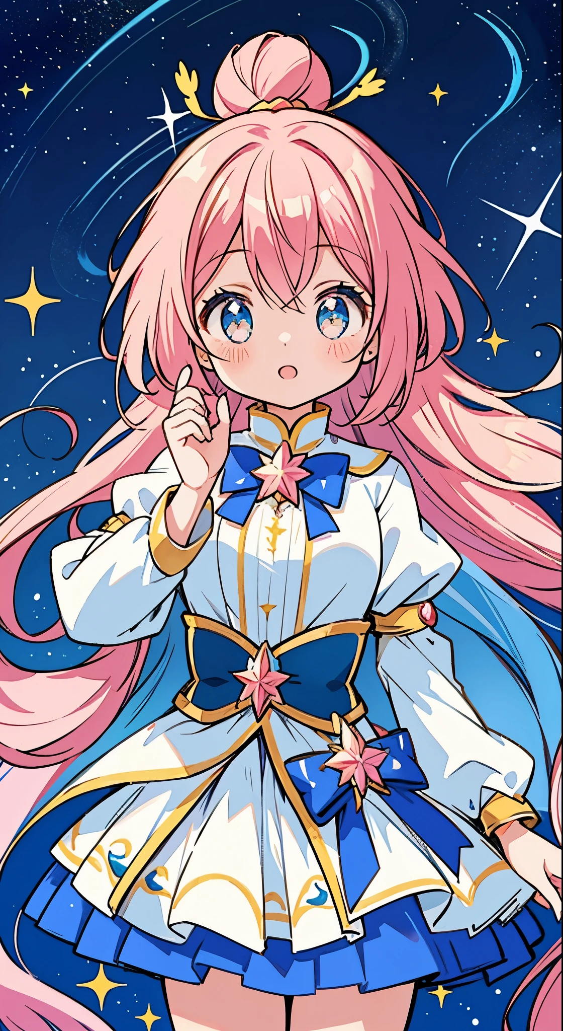 Anime girl star magical girl, sparkling magical girl, portrait of the magical girl, beautiful celestial mage, magical little girl, high detailed official artwork, Cute anime waifu in a nice dress, Pixiv Contest Winner, anime goddess, celestial magical girl, multiple layered magical costume