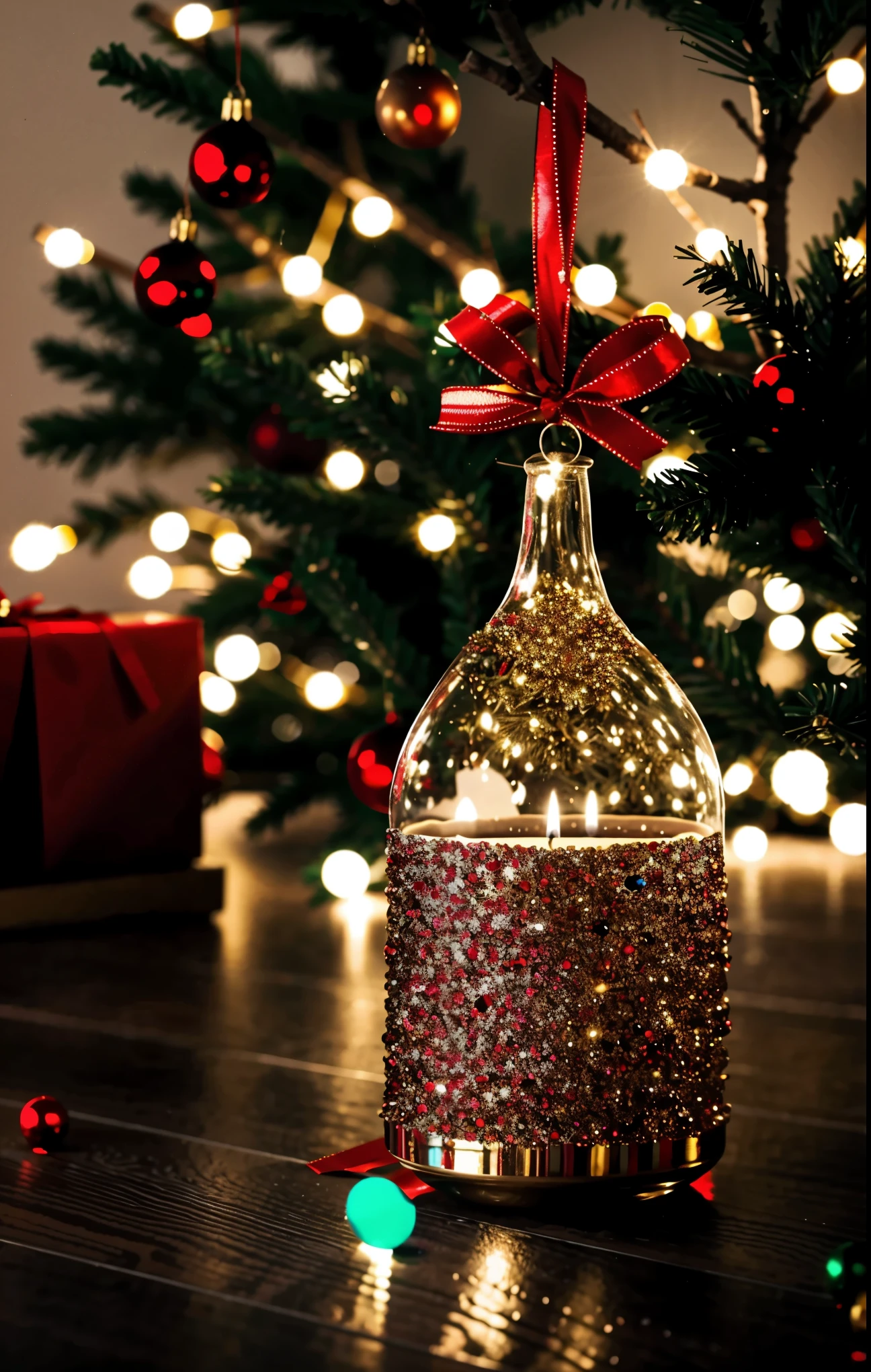 (best quality,4k,8k,highres,masterpiece:1.2),ultra-detailed,realistic,gifts,table,Christmas tree,decorations,wrapping ,bows,ribbon,presents,holiday spirit,vibrant colors,warm lighting,cozy atmosphere,toys,cards,candles,snowflakes,joyful,celebration,exquisite details,exciting surprises,shiny ornaments,sparkling tinsel,beautifully wrapped,excited children,anticipation,festive mood,magical ambiance,delightful moment,wonderful memories,family gathering,cheerful faces,Christmas magic,extravagant,abundance of presents,HDR,UHD,studio lighting,ultra-fine painting,sharp focus,physically-based rendering,professional,vivid colors,bokeh.