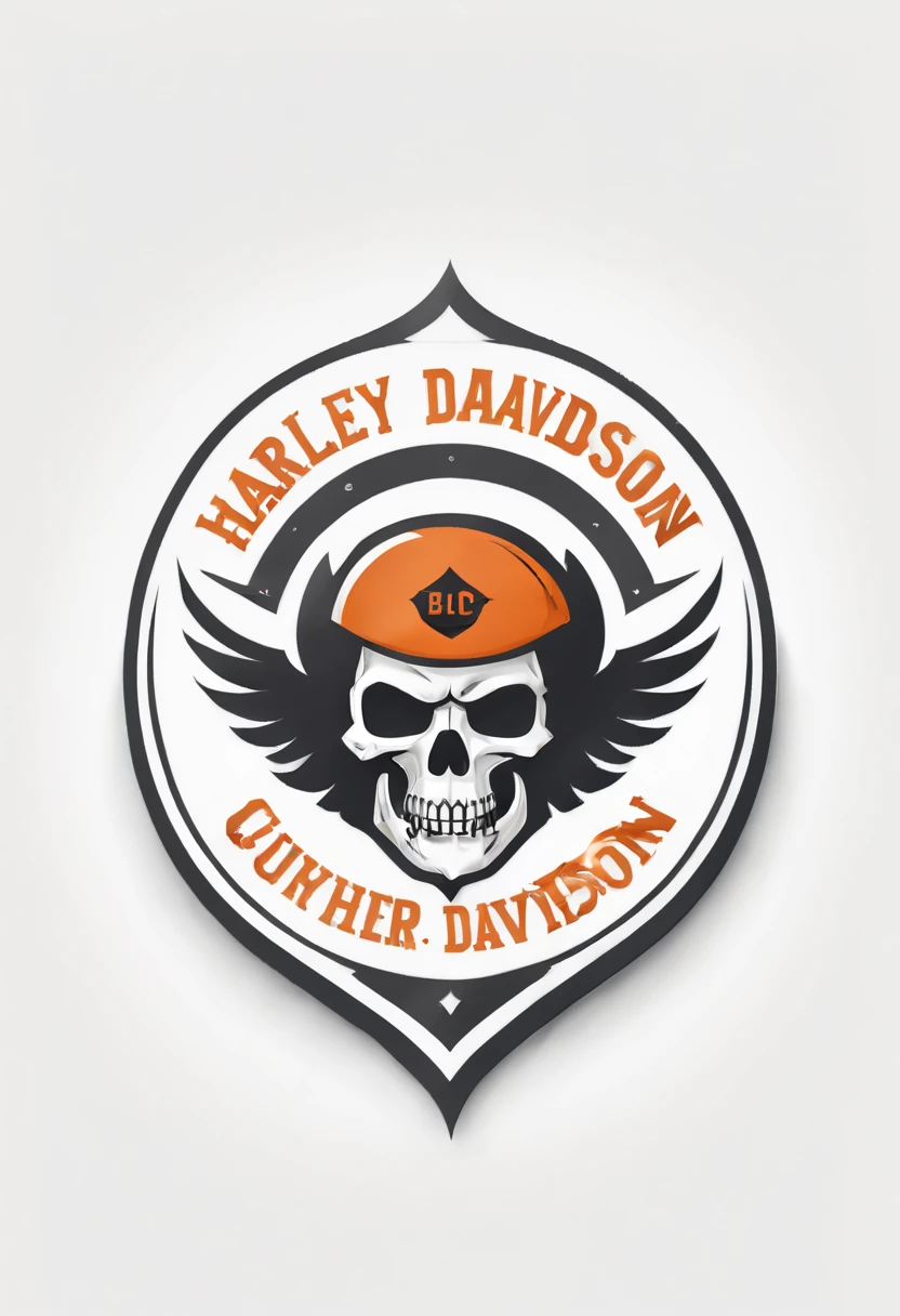 Harley Davidson logo design,t shirt design,beefy style,design only,white background,no model,professional,high contrast,high-res,ultra-detailed,vivid colors,metallic accents,sharp focus,edgy,dynamic composition,gritty texture,rough brush strokes,mechanical elements,chrome effect,classic typography,retro style,distressed look,aggressive lines and curves,3D rendering,striking visual impact,dark shadows,strong branding presence,monochromatic palette,industrial aesthetic