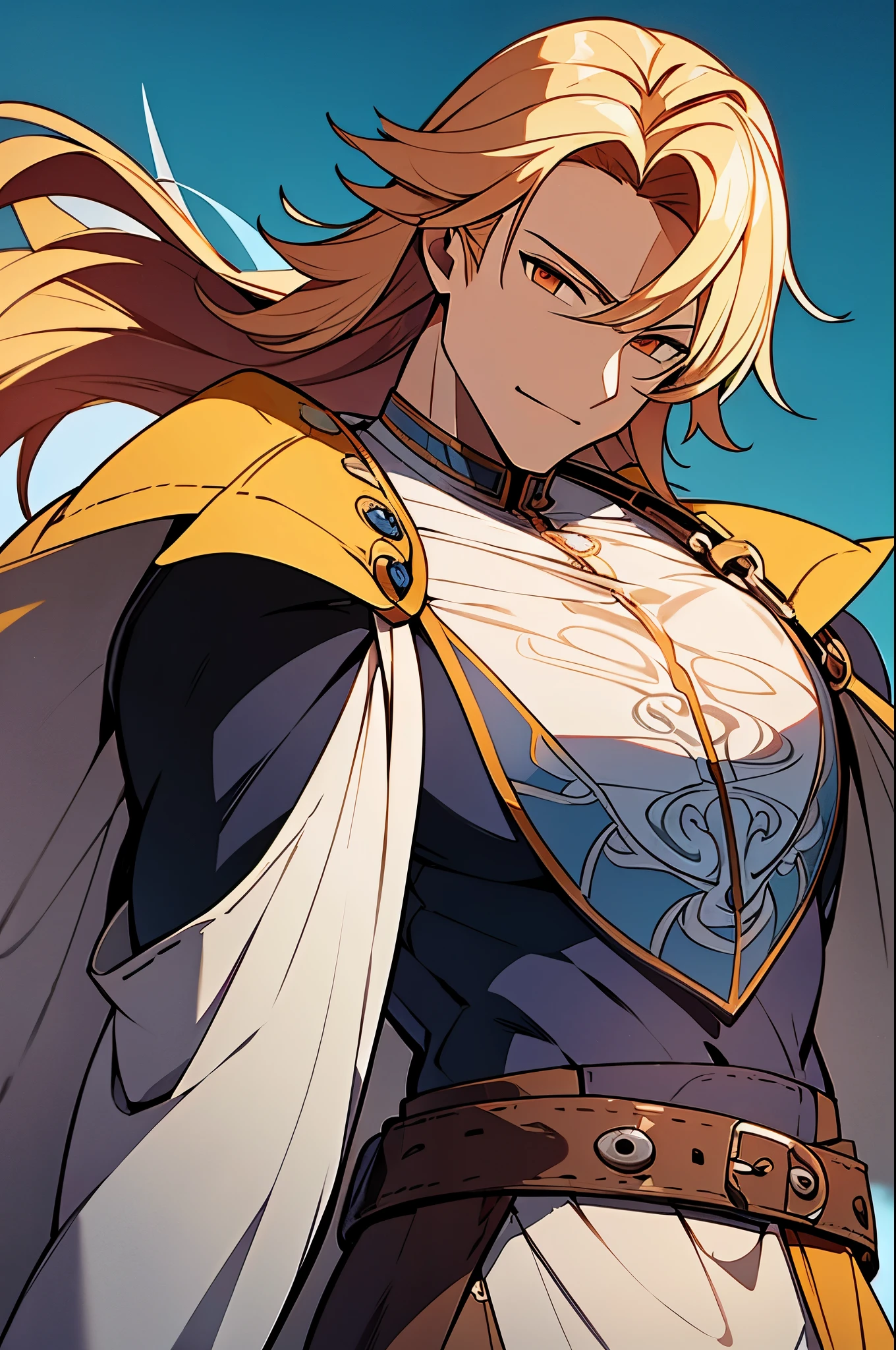 Highest quality、Blonde、male、knight、White background
