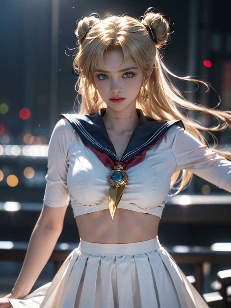 tmasterpiece,Highest image quality,super detailing,Best quality ,Extremely Delicately Beautiful, Very meticulous,Best quality, offcial art, extremely detaild的 CG unified 8k wallpapers, Ana de Armas portrait photo, 金发eBlue eyes,(CG Unity 8K wallpaper in extreme detail,tmasterpiece,Highest image quality),(Delicate light and shadow,The picture is highly dramatic,Cinematic lens effect), (the sailor moon:1.1),Charming smile,double tails, eBlue eyes,golden hair, tight top,whitegloveini-skirts,dynamicposes),The background is the universe(Exceptional detail,The lighting effect is outstanding,Vista wide angle),(Excellent rendering,Enough to stand out from the crowd),Sexy big breasts,Dreamcatcher earrings,The sexiest look,beautiful thilack silk clothing,The most beautiful woman in the world,