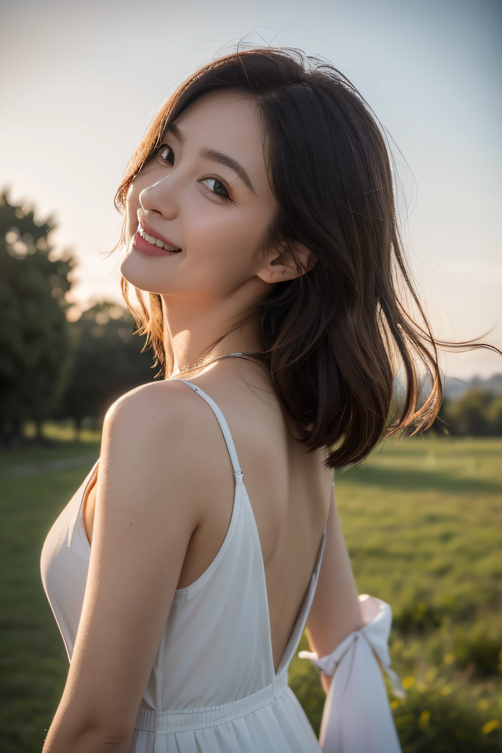 Ancient Roman landscape in the style of Poussin,A smile,,Sweet and seductive appearance.、Caravaggio's paintings、Chiaroscuro of Caravaggio、Hair disheveled in the wind,Two women frolicking,Cute smile, Expression of ecstasy,A sexy,erotick