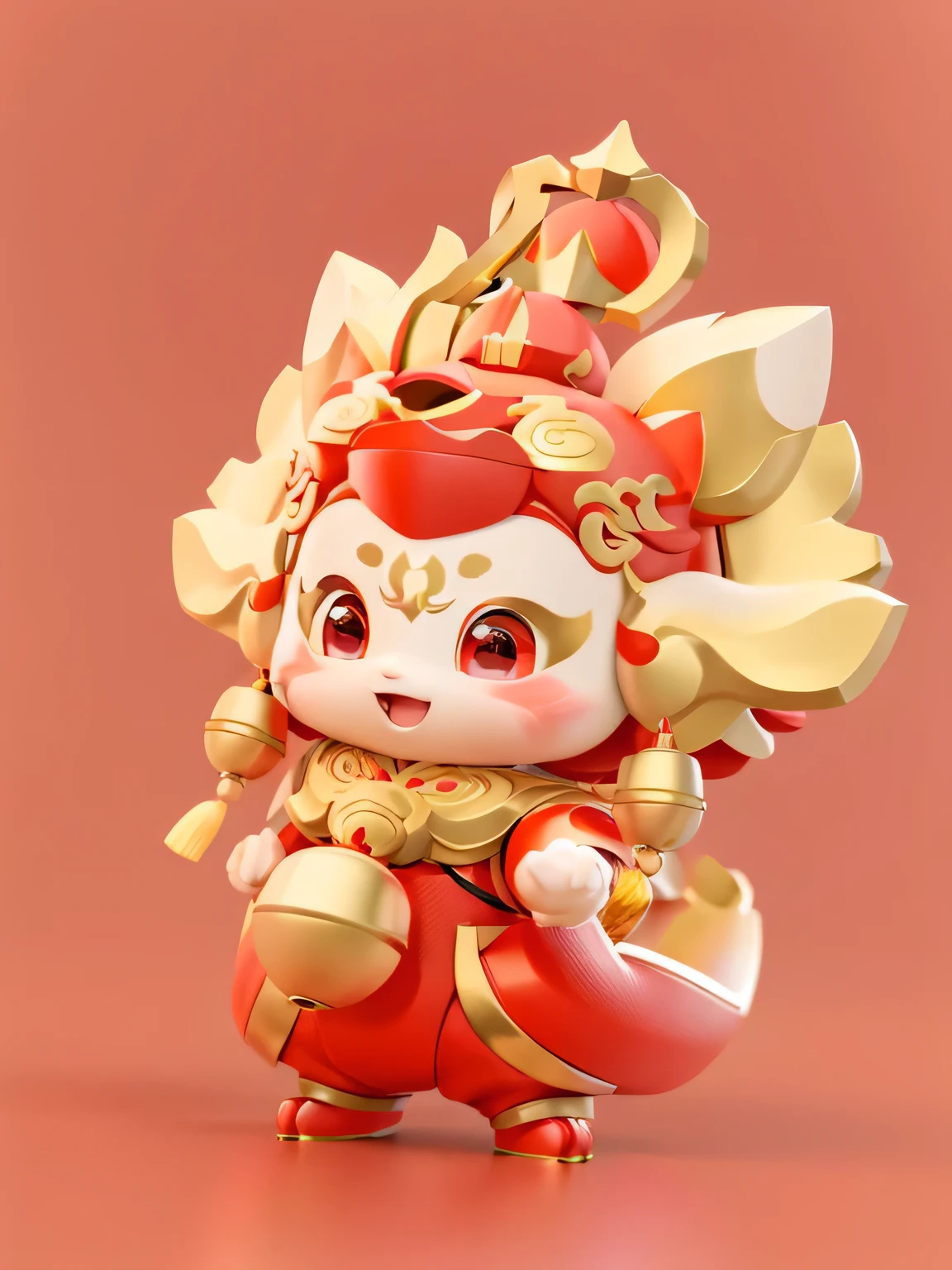 Chinese girl character wearing red and gold clothing, Inspired by PwC, Cute 3d rendering, sun wukong, 3D model of a Japanese mascot, stylized 3d render, Cute and detailed digital art, 3D rendering official art, stylized 3d, 3D rendered figure art 8K, hyper-detailed fantasy character, Render key shots