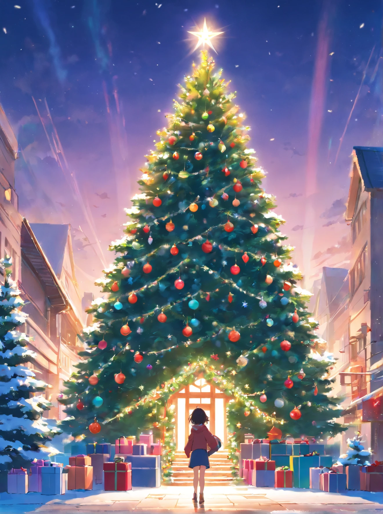 christmas、城市、A large christmas tree in the center、Winters、natta、December 24、