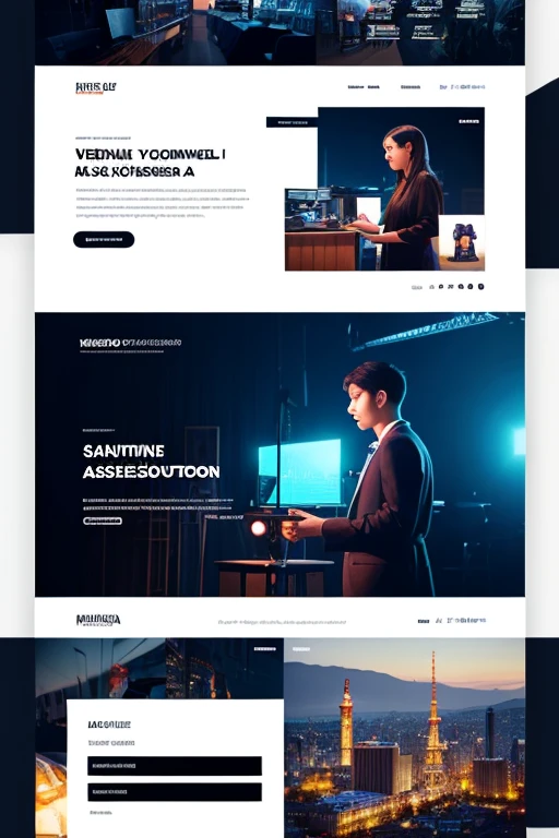 beautiful landing page for Video Production School website, design, ui, ux,ui/ux, --ar 3:2 --v 4 --q 2