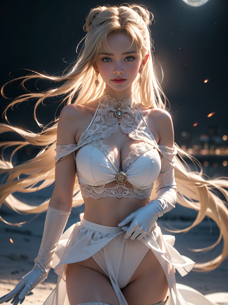 tmasterpiece,Highest image quality,super detailing,Best quality at best ,Extremely Delicately Beautiful, Very meticulous,Best quality at best, offcial art, extremely detaild的 CG unified 8k wallpapertremely detailed CG unity 8k wallpaper,tmasterpiece,Highest image quality),(Delicate light and shadow,The picture has a dramatic lens effect), (Mariner Moon:1.1),Enchanted smile,double tails, eBlue eyes,coiffed blonde hair, Skinny lace top,White gloves-skirt,dynamicposes),The background is the universe(superior detail,The lighting effect is outstanding,Vista wide angle),(Excellent rendering,Enough to stand out from the crowd),Sexy big breasts,The sexiest look,Twisted braided kini swimsuit,Dreamcatcher earrings,The most beautiful woman in the world,(Beautiful big breasts,deep,Obscenity exposed,Camel toes,taste,black silk clothing,),Beautiful girl transformed,